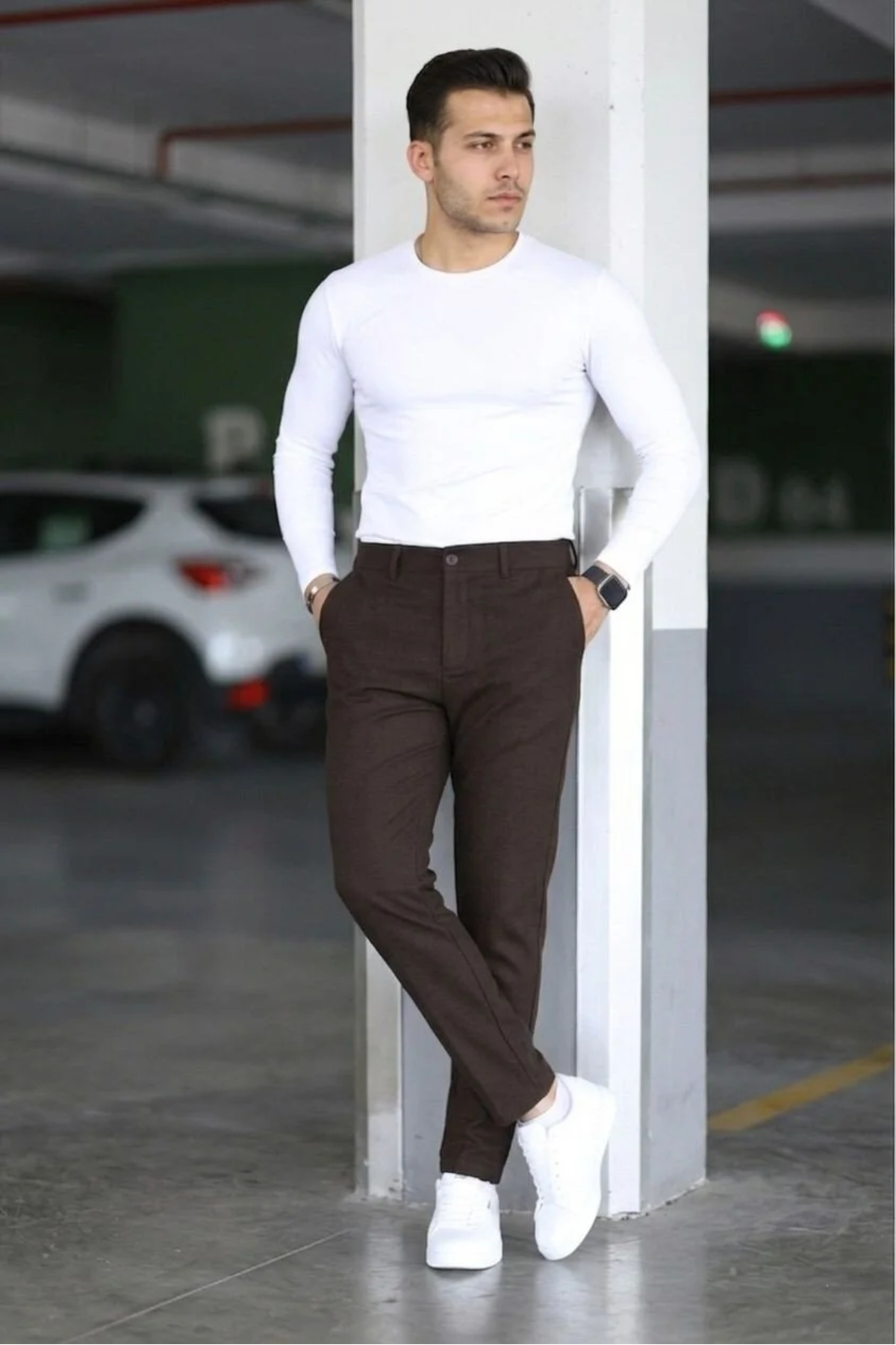 Bürke Erkek Kahverengi Renk italyan Kesim Slim Fit Kaliteli Kumaş Pantolon görsel 6