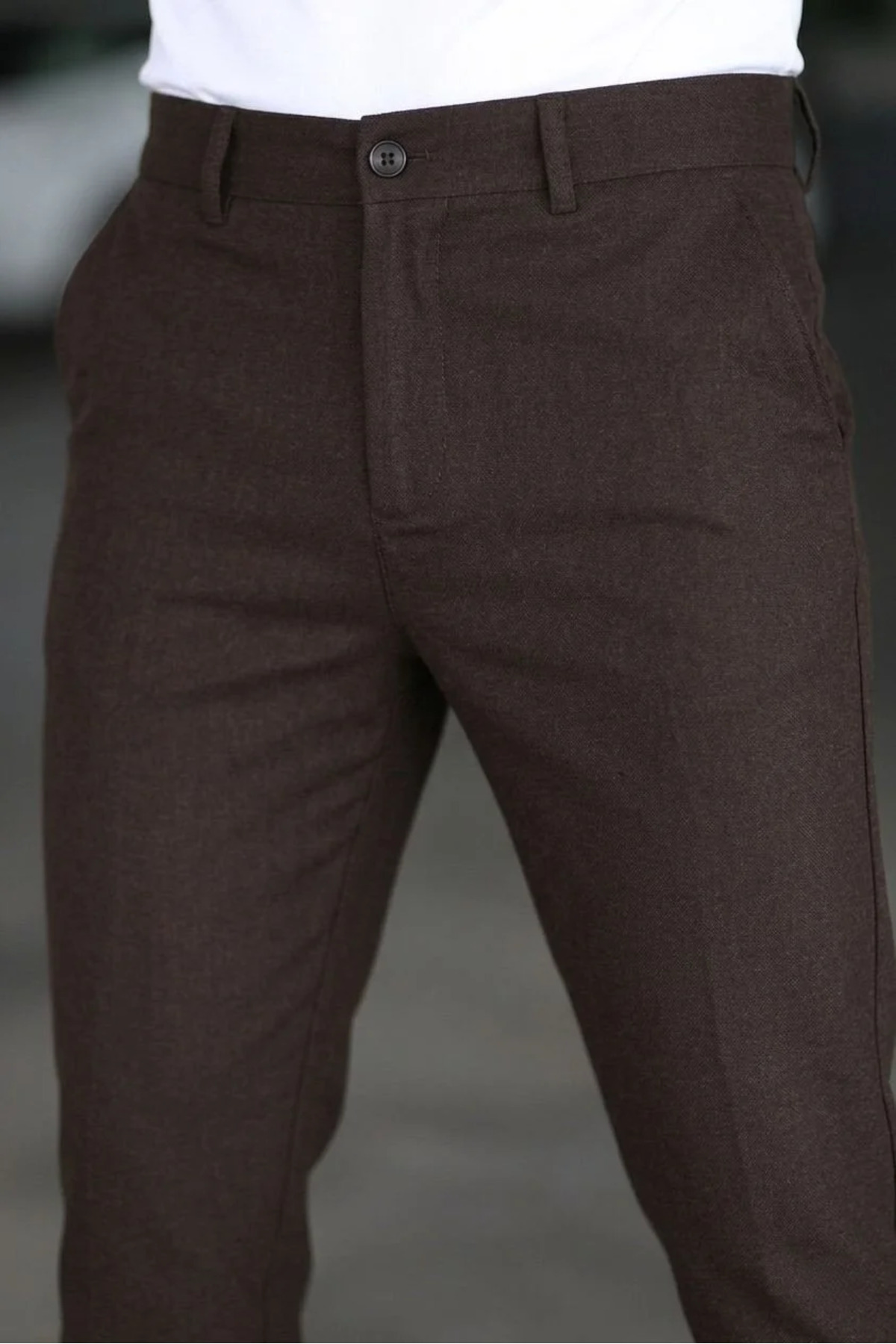 Bürke Erkek Kahverengi Renk italyan Kesim Slim Fit Kaliteli Kumaş Pantolon görsel 4