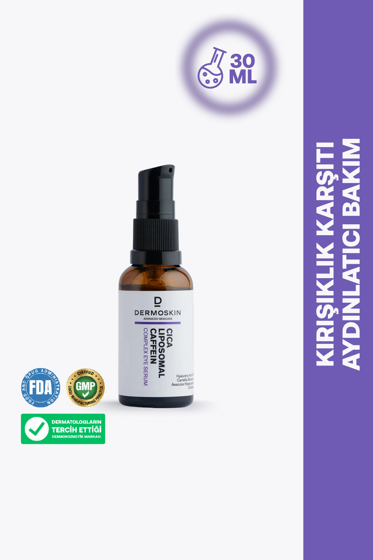 Dermoskin CİCA Liposomal Kafein Kompleks Göz Serumu | Yaşlanma ve Kırışıklık Karşıtı | 30 ml — 8697796003135