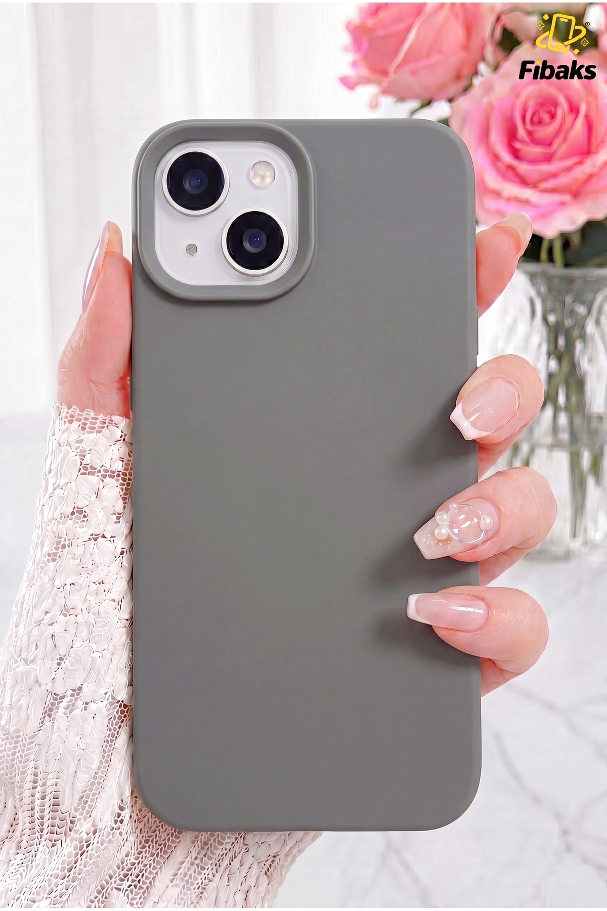 velvet Launch Inside iPhone 13/14 Case Erasable Color Soft Silicone Grey Cover