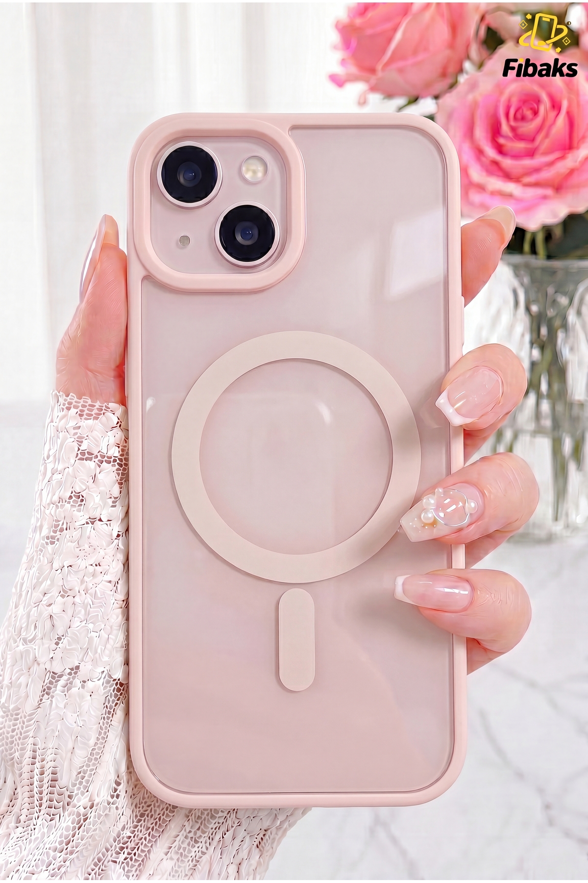 iPhone 13/14/15 Case Full Protection Colorful Hard Silicone Cover with Magsafe Wireless Charging Pink
