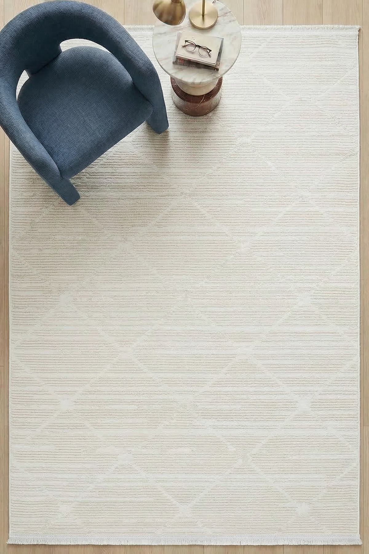 Nevada 2509 Cream Embossed Carpet Soft Fringed Modern Home Room Living Room Bedroom Rug