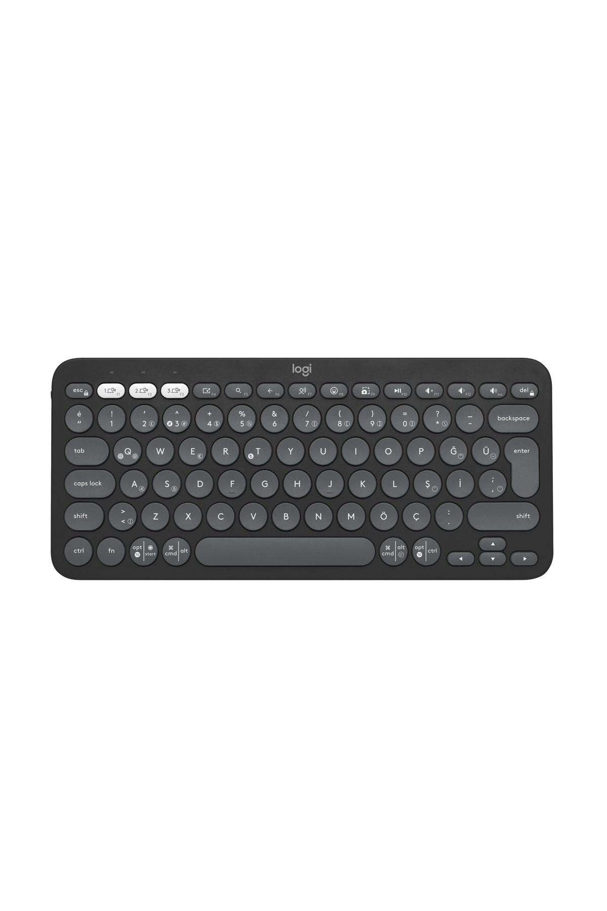 K380s Pebble Keys 2 Bluetooth Turkish Q Keyboard with Multi-Device, Black 920-011859