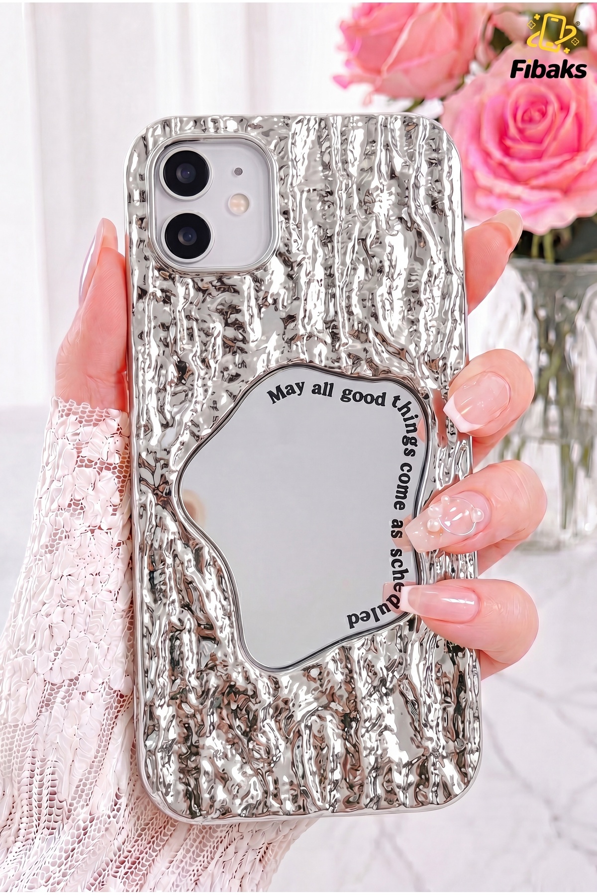 iPhone 11 Case Mirrored Wave Design Patterned Shock Absorbing Camera Protected Silicone Cover