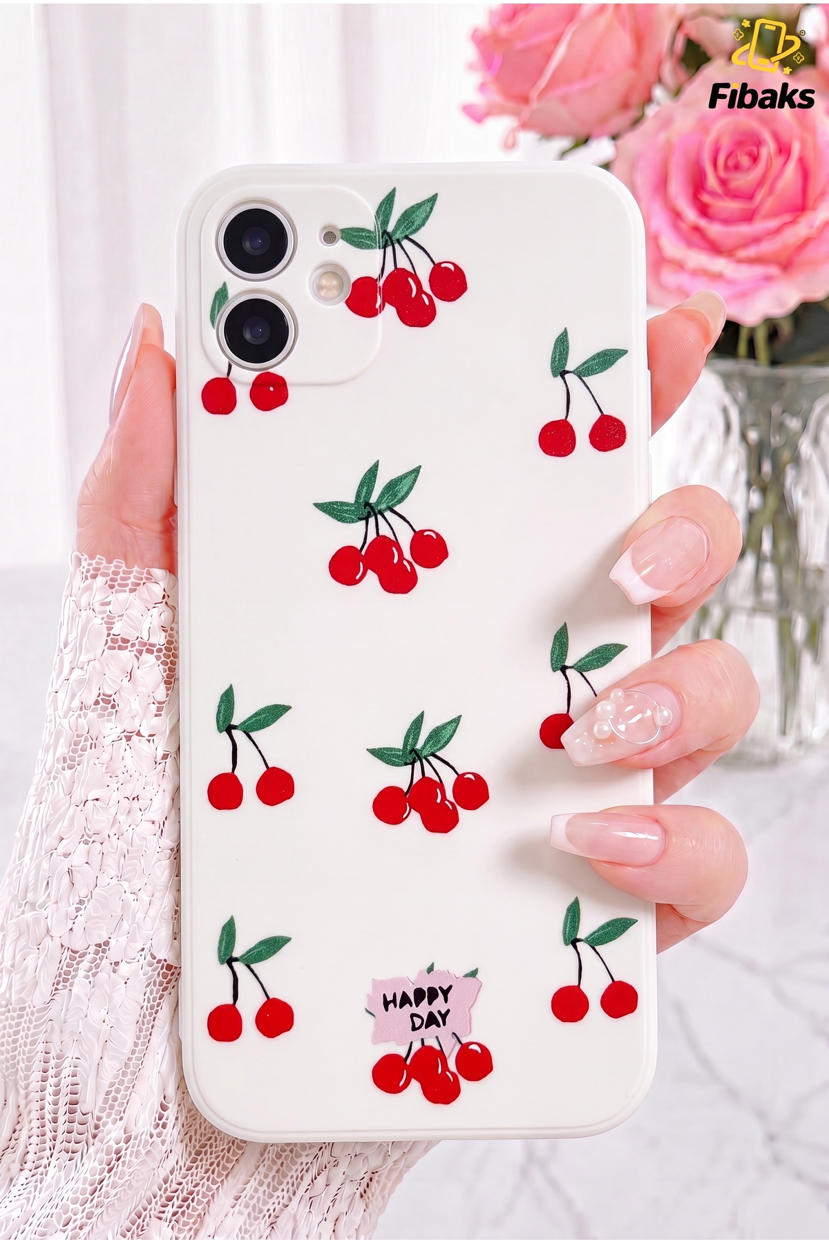 iPhone 11 Case Design Patterned Camera Protected Soft Silicone Cover with Cherry Design