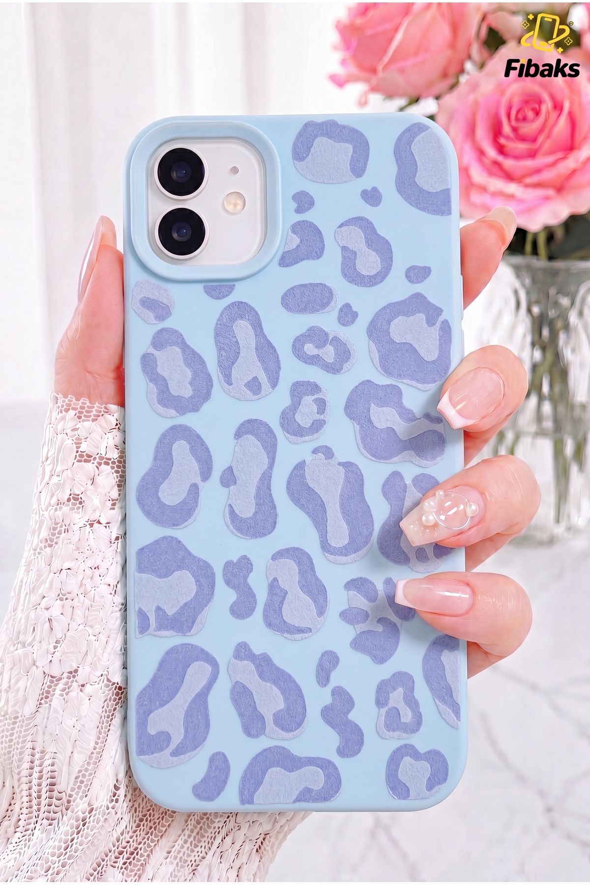 iPhone 11 Case Blue Leopard Premium Slim Soft Silicone with Stylish Design