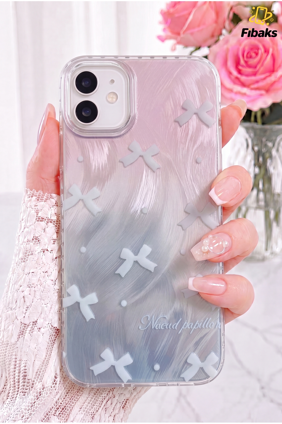 iPhone 11 Case Glossy Hologram Bow Pattern Shock Absorber Camera Protruding Colorful Silicone