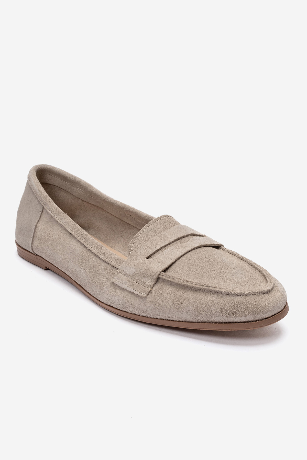LuviShoes F02 Bej Süet Hakiki Deri Kadın Loafer Ayakkabı görsel 3
