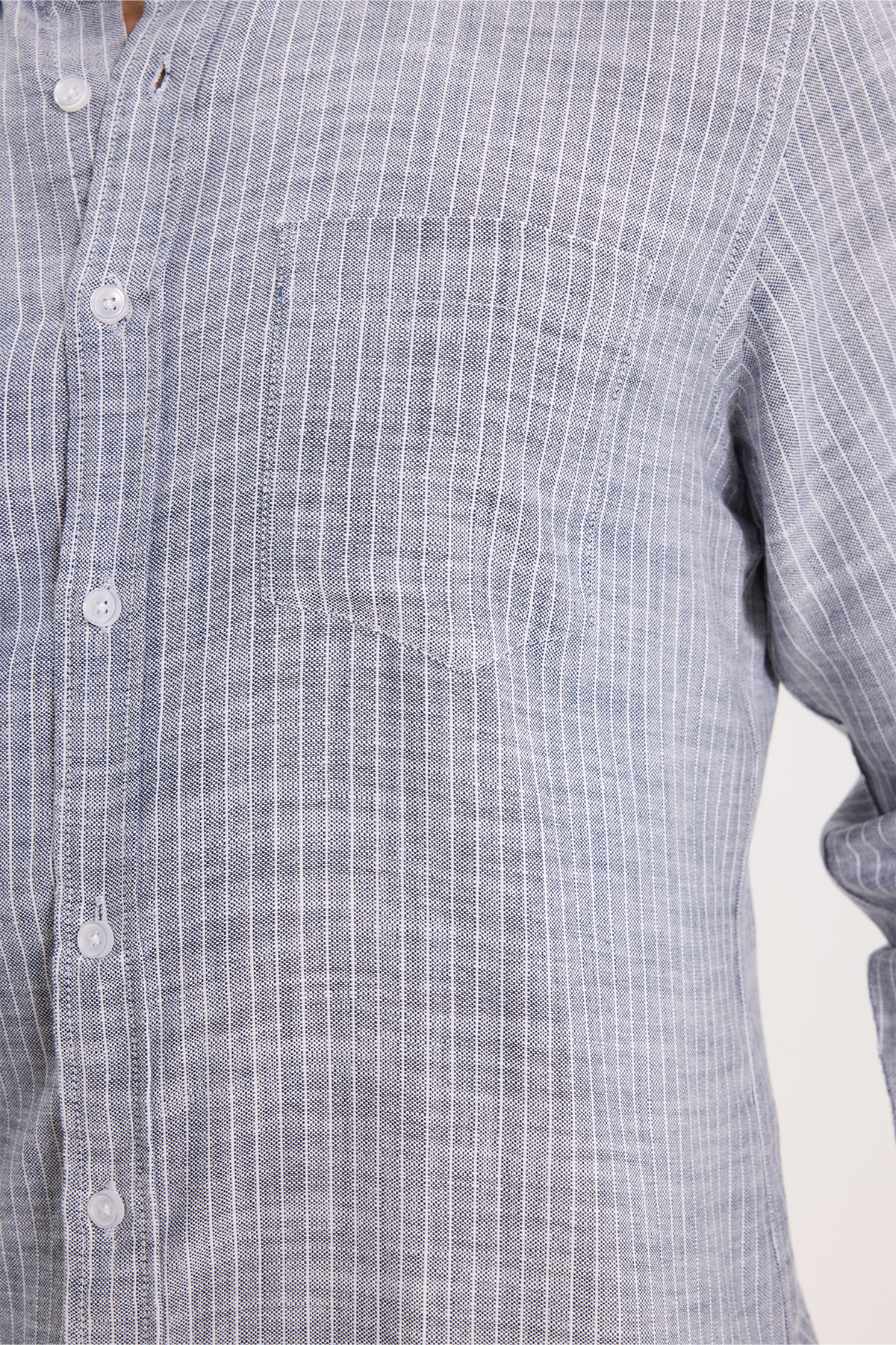 پیراهن تودورز مردانه کتان پنبه ای آبی سرمه ای کژوال / روزمره راه راه Slim Fit/اسلیم فیت    Slim/اسلیم فیت کژوال/روزمره | Tudors DR250031 TR - تصویر 6