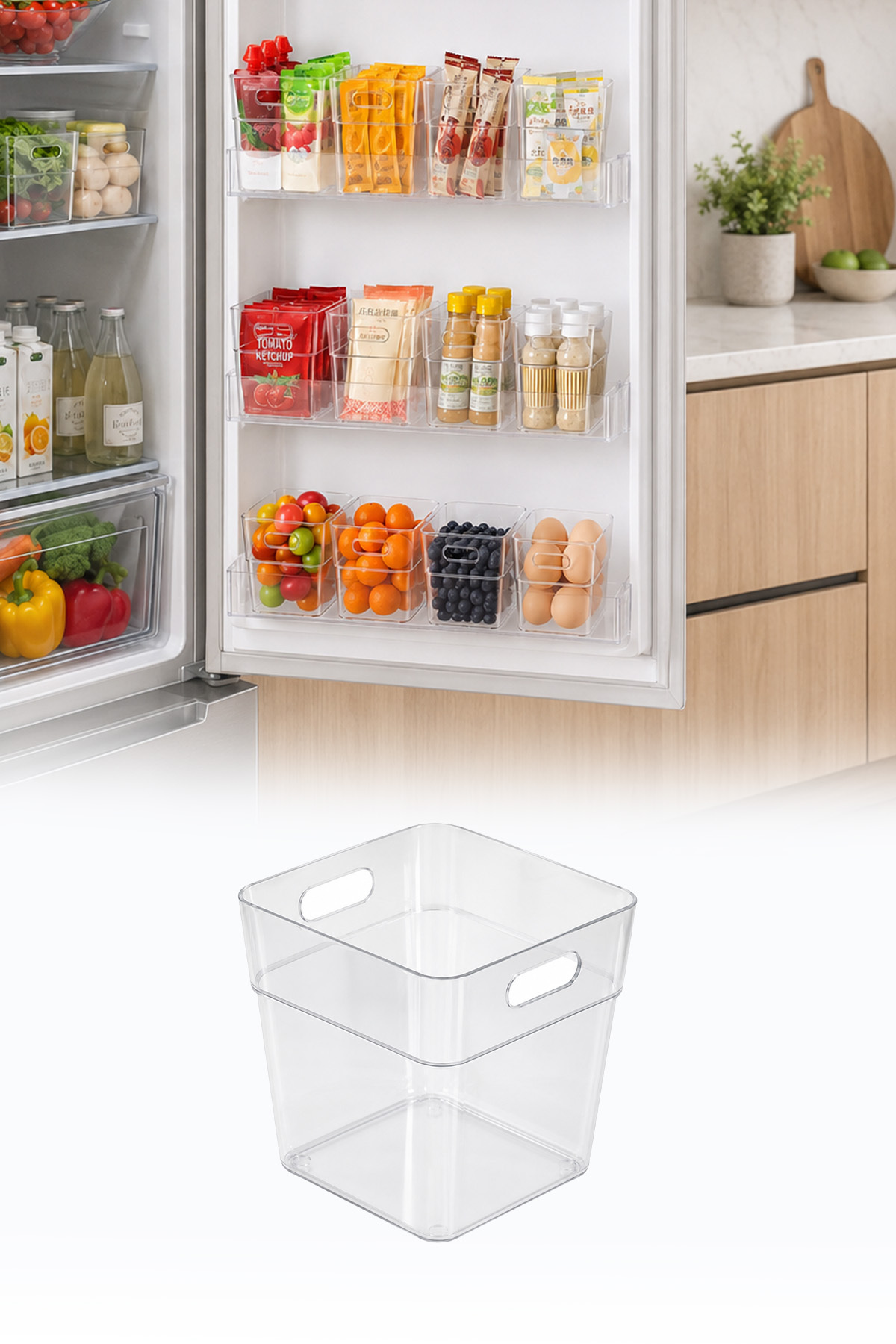 6-Piece Refrigerator Organizer Box Inside Cabinet Organizer Kitchen Storage Set 9 cm