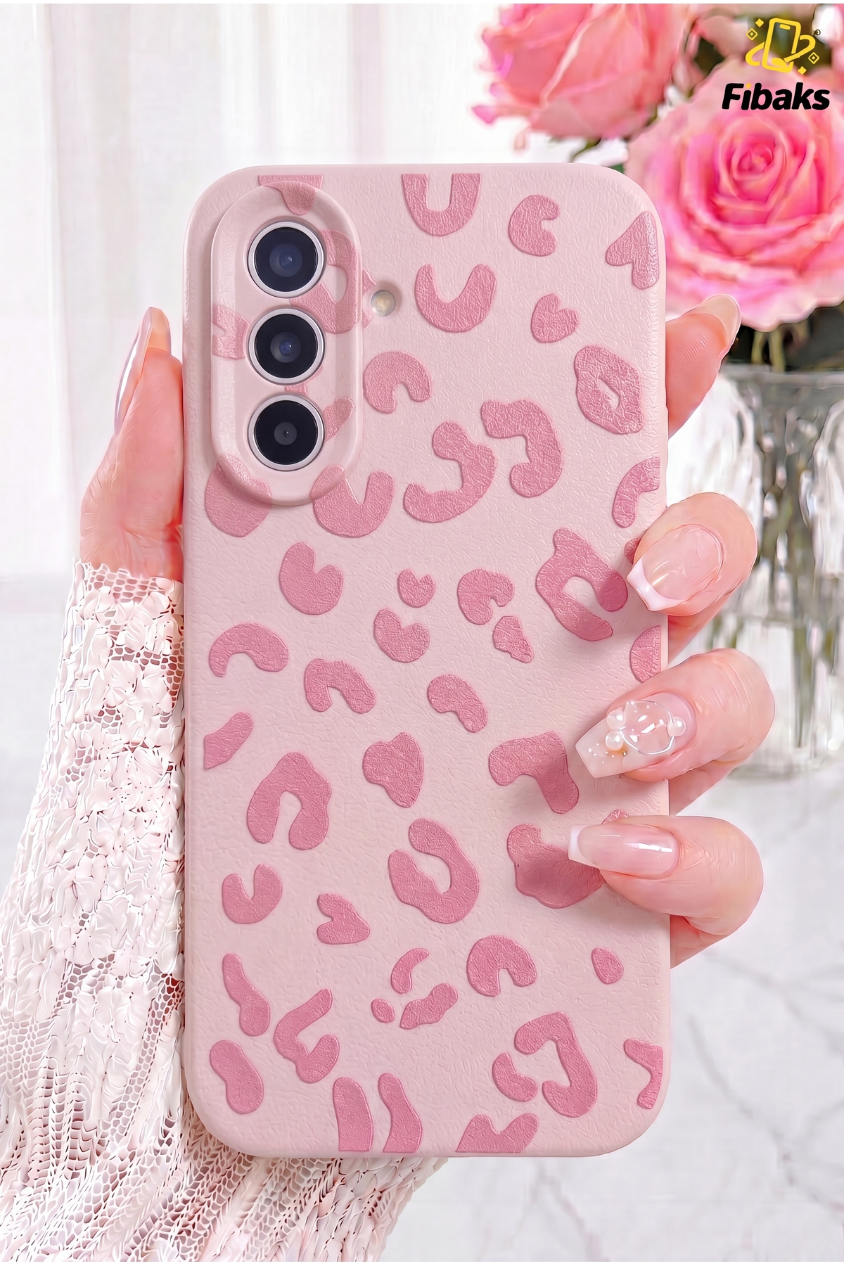 Galaxy A56 Case Pink Leopard Premium Slim Soft Silicone with Stylish Design