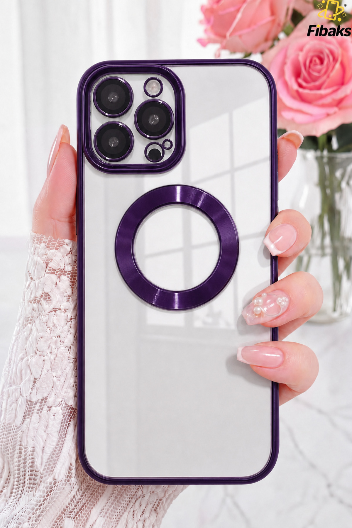 iPhone 14 Pro Max Case Camera Lens Shielded Logo Display Transparent Back Glossy Edge Cover
