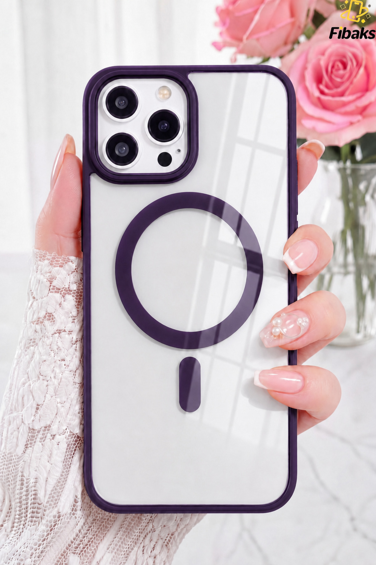 iPhone 15 Pro Max Case Camera Protruding Magsafe Supported Edge Colorful Precision Button Cover Purple