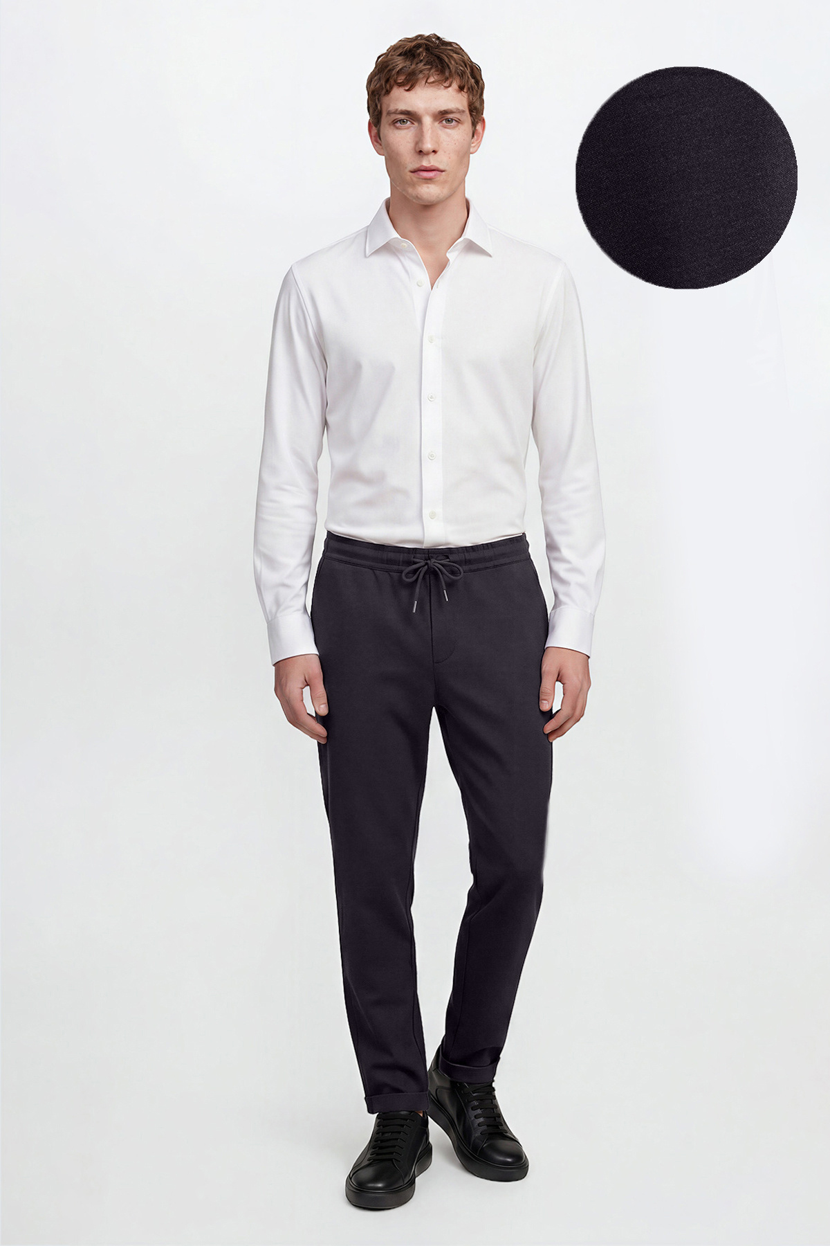 Men's Anthracite Non-Iron Non-Iron Waist Tie Jogger Pants Slim Fit