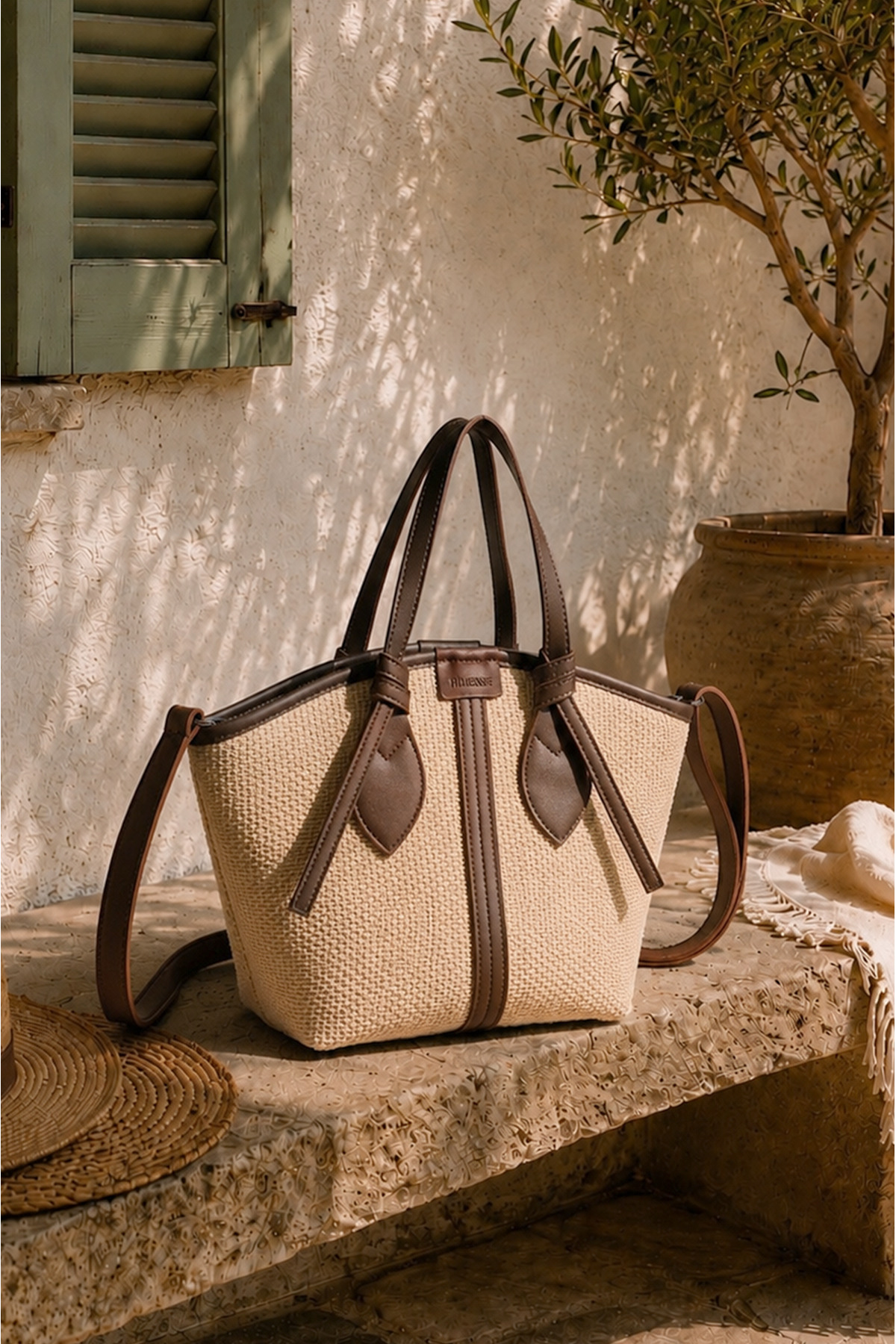Women's Bitter Brown Mesh Lined Zipper Hand and Shoulder Bag