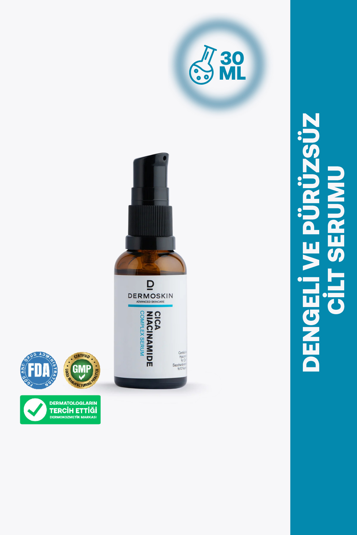 Dermoskin CİCA Niacinamide Kompleks Serum | Gözenek Sıkılaştırıcı ve Cilt Tonu Eşitliği | 30 ml — 8697796003104