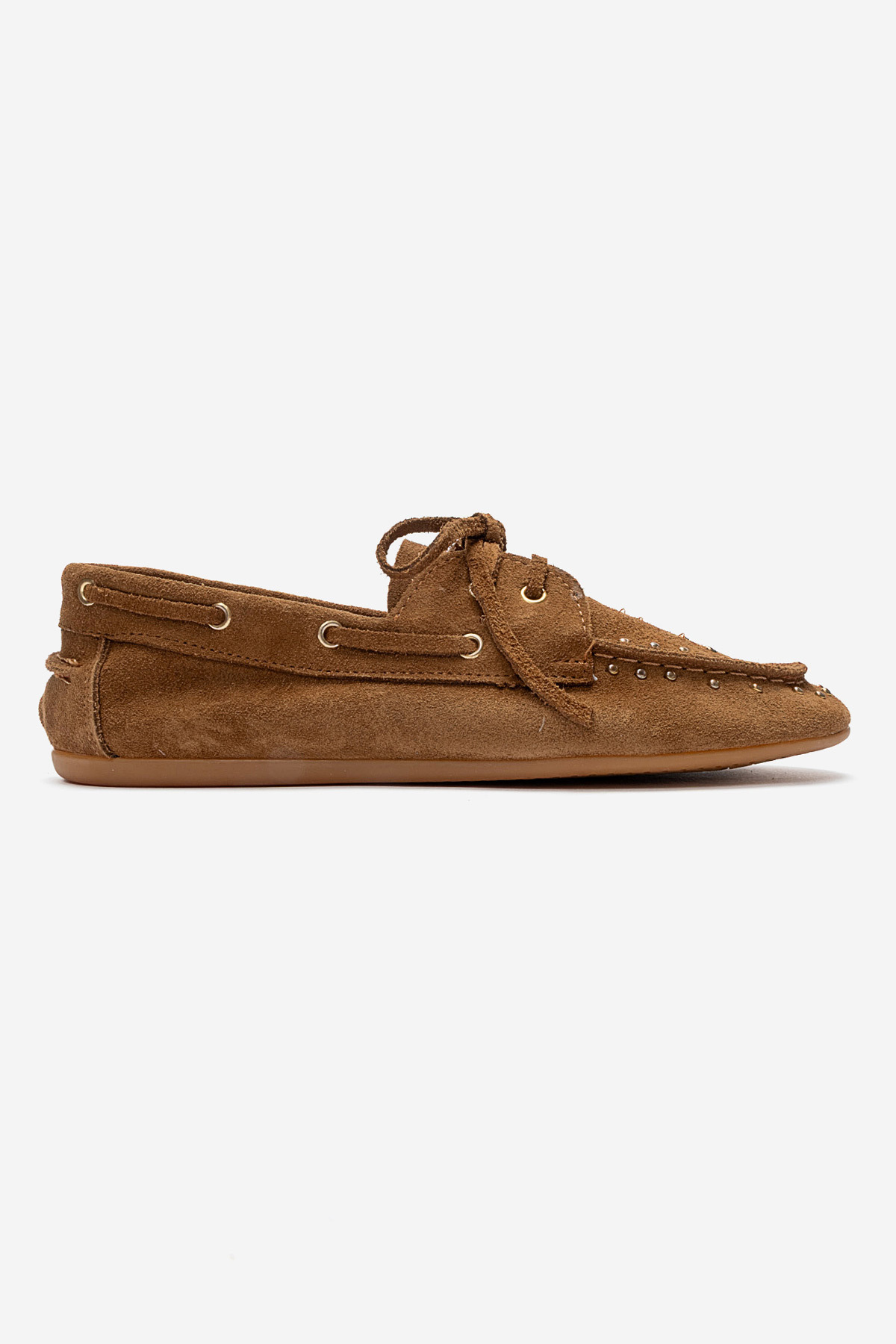 LuviShoes CUESTA Toprak Süet Hakiki Deri Troklu Bağcıklı Kadın Loafer Ayakkabı görsel 4