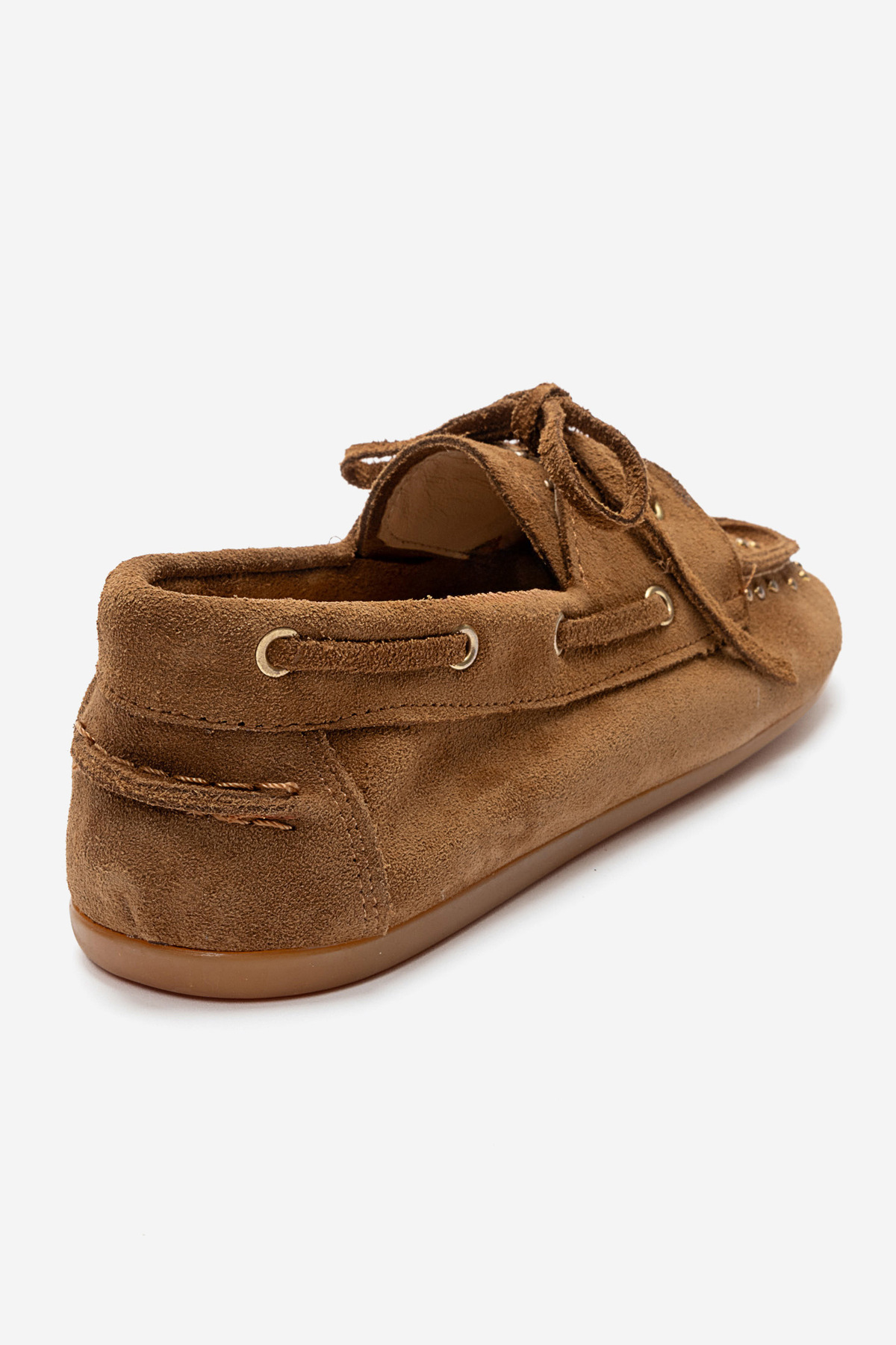 LuviShoes CUESTA Toprak Süet Hakiki Deri Troklu Bağcıklı Kadın Loafer Ayakkabı görsel 5
