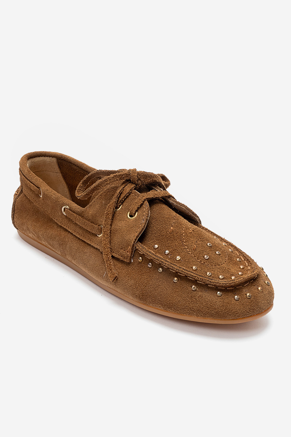 LuviShoes CUESTA Toprak Süet Hakiki Deri Troklu Bağcıklı Kadın Loafer Ayakkabı görsel 3