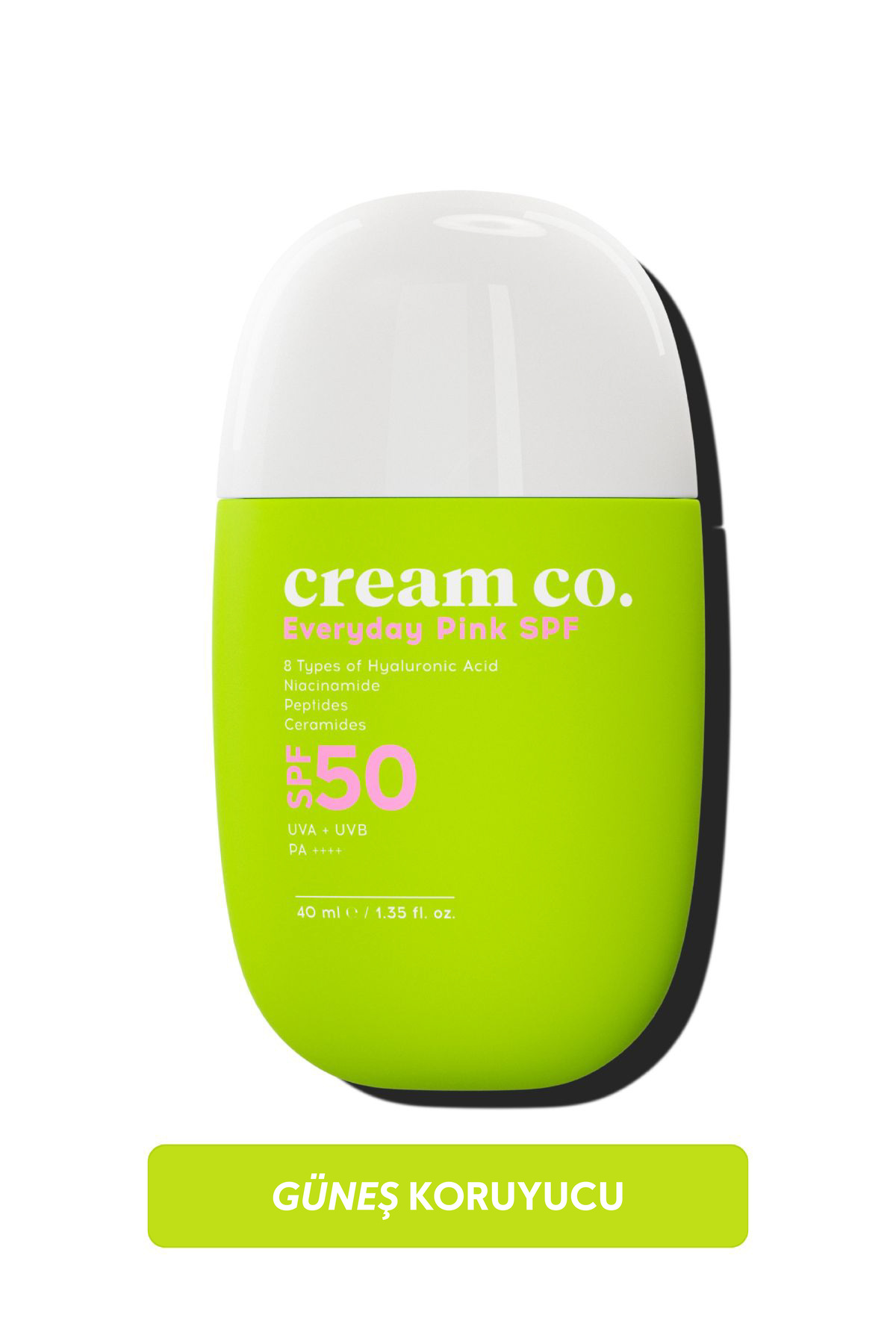 Cream Co. SPF50 Pink Güneş Koruyucu Krem | Ton Eşitleyici Leke Karşıtı | Aydınlatıcı | 40 ML | Güneş Serumu