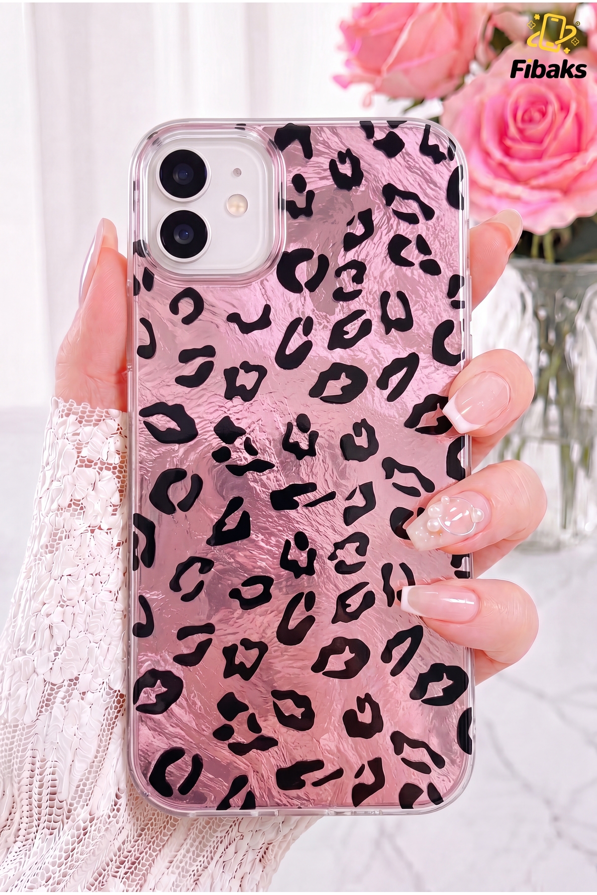 iPhone 11 Case Hologram Pink Leopard Pattern Shock Absorber Camera Protected Silicone