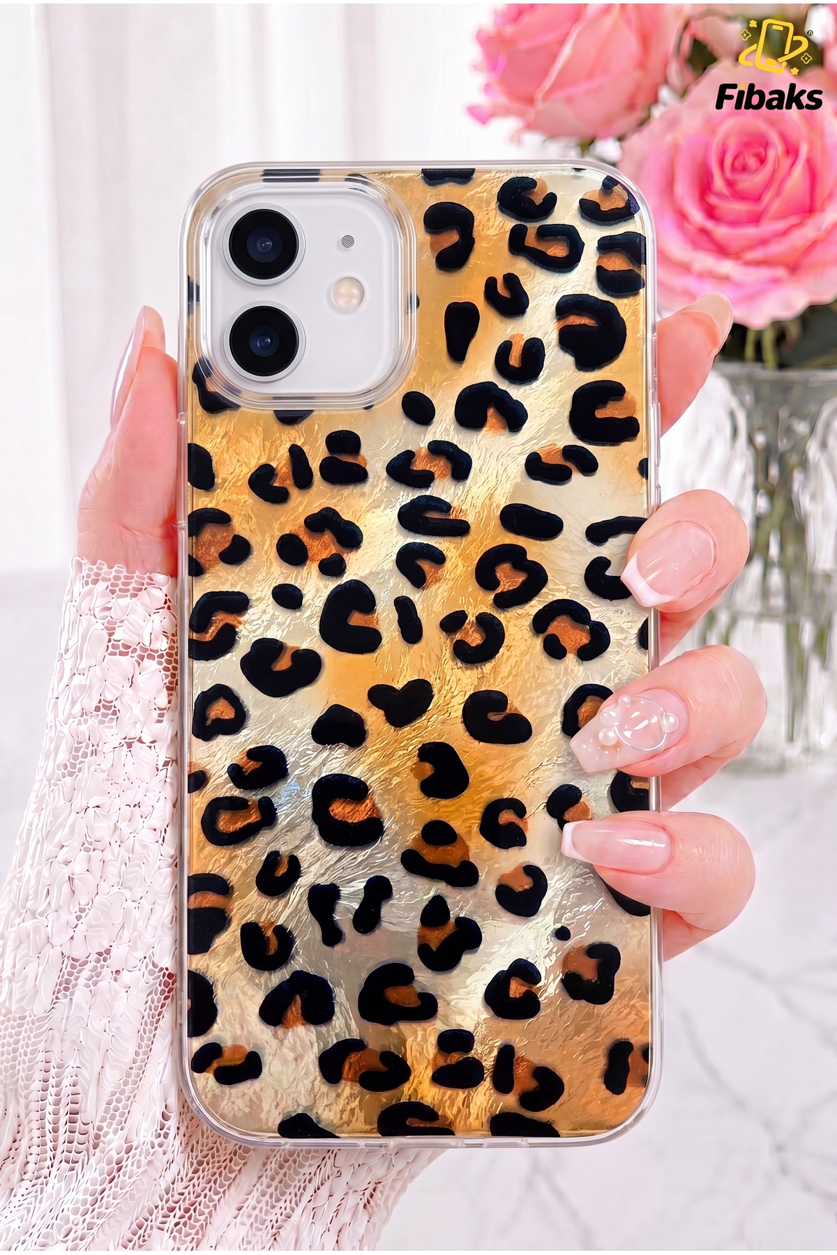 iPhone 11 Case Hologram Brown Leopard Pattern Shock Absorber Camera Protected Silicone