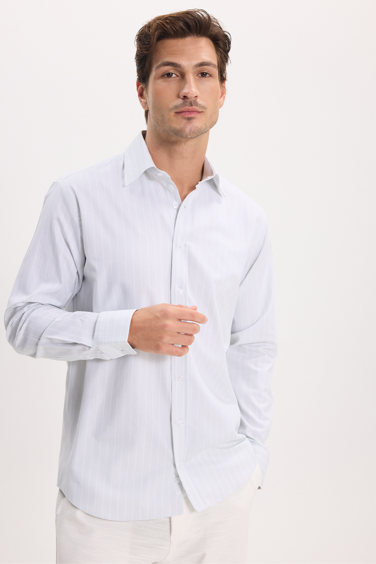 پیراهن تودورز مردانه پاموک رنگارنگ  راه راه Slim Fit/اسلیم فیت    بیسیک کژوال/روزمره | Tudors KL260003 TR - تصویر 5