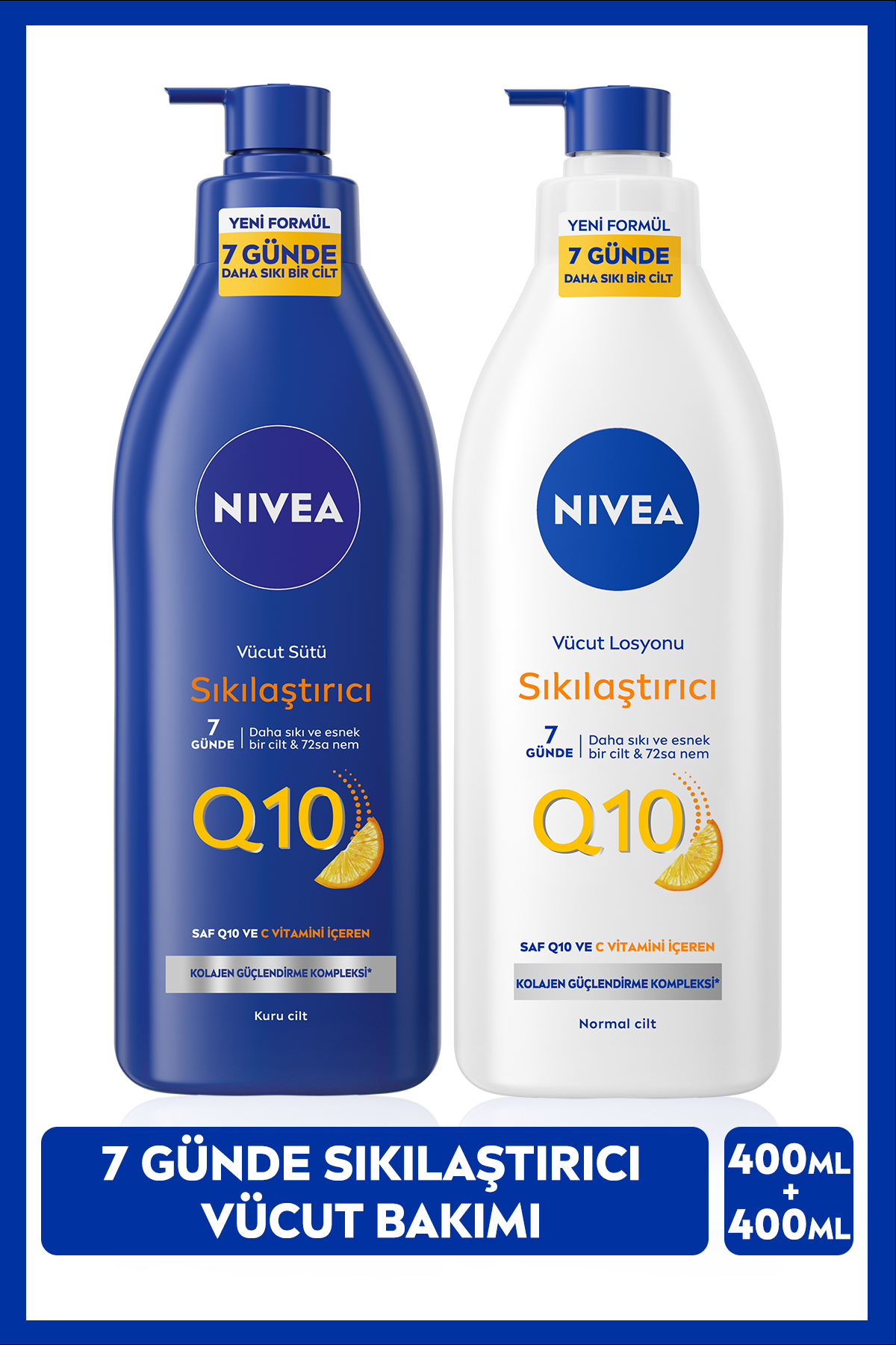 NIVEA Q10 Sıkılaştırıcı Vücut Bakım Sütü Kuru Cilt 400ml Ve Vücut Losyonu Normal Cilt 400ml, C Vitam — SET.NVE.1132