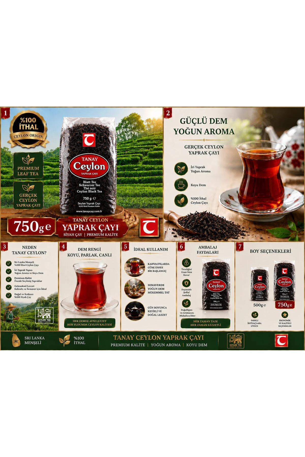 چای سیلان 750 گرم x 4 عدد (3000 گرم) %100 وارداتی چای سیاه دانه درشت سریلانکا OPA چای سیلان قاچاق