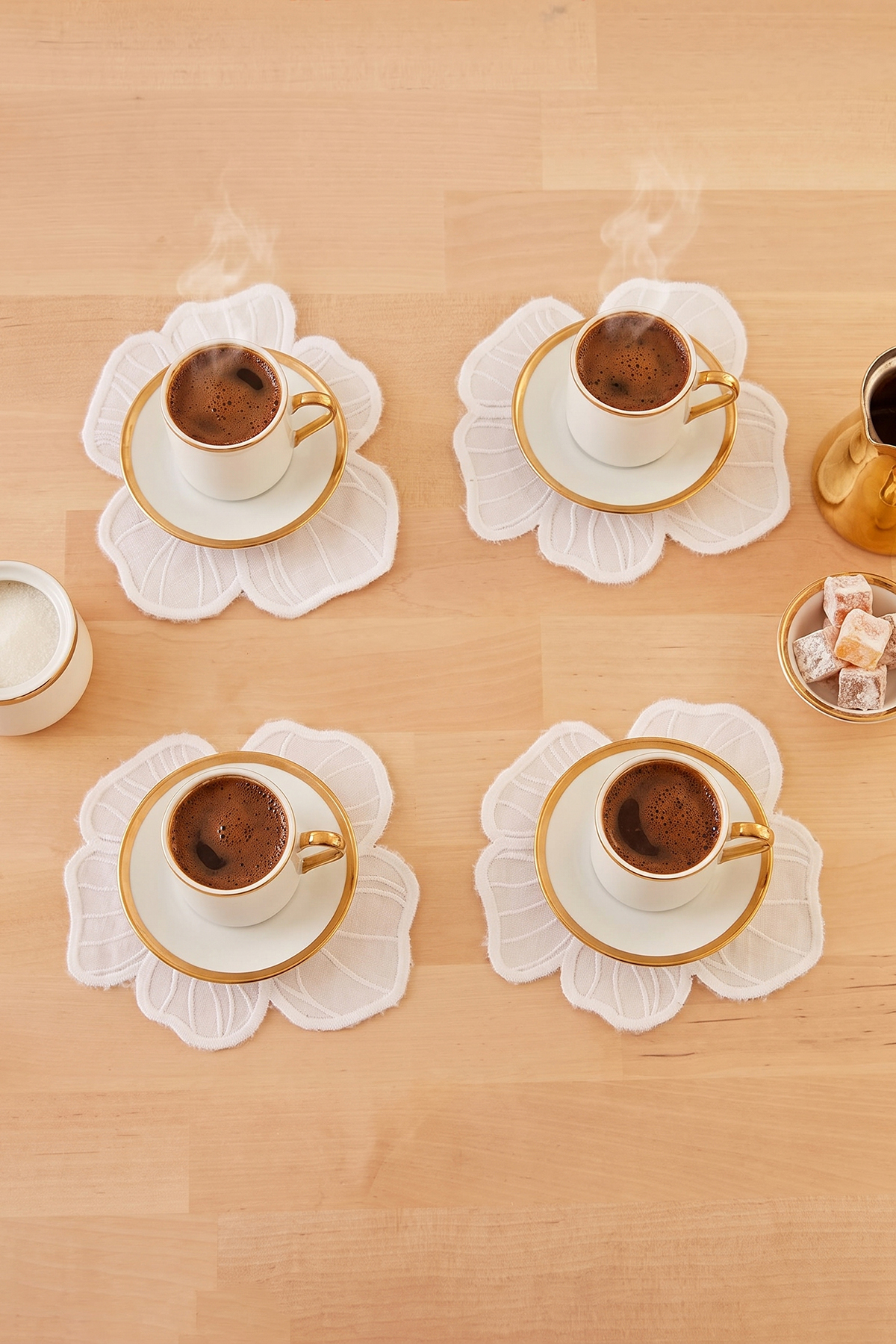 Trendyol Home Set of 4 Flower Shaped Coffee Side Cocktail and Presentation Napkins Tphss26Run00009