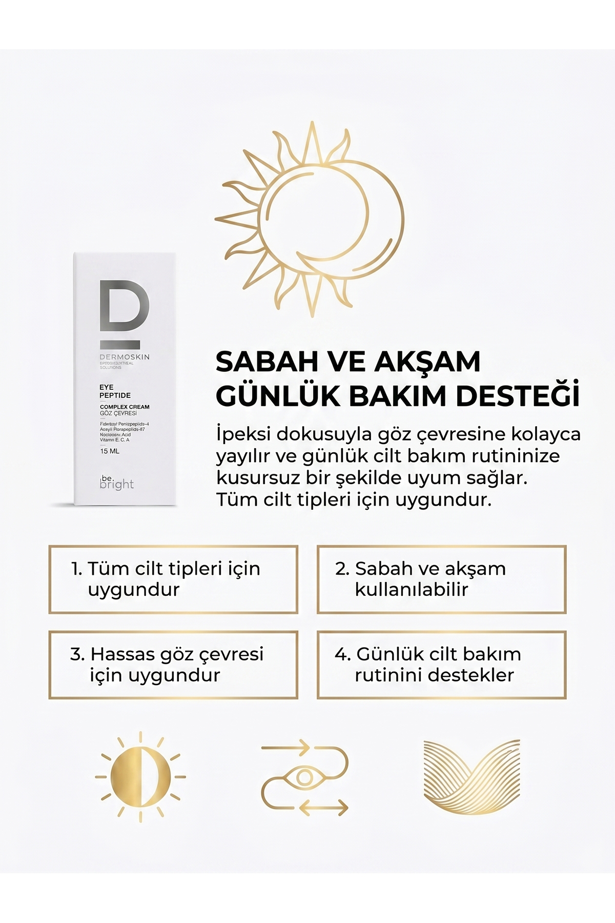 Be Bright Göz Çevresi Peptit Kompleks Krem | Yaşlanma ve Kırışıklık Karşıtı | Göz Kremi | 15 ml — 00359 — تصویر 8 از 8