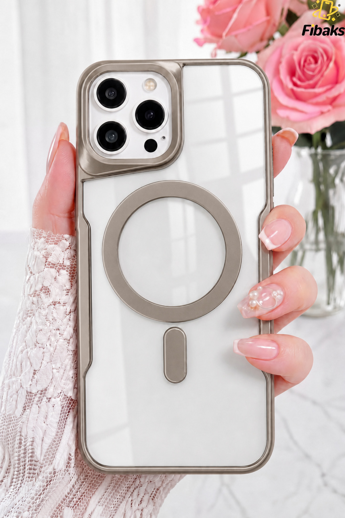 iPhone 15 Pro Max Case Prism Camera Protruding Matte Transparent Cover with Magsafe Charging Support