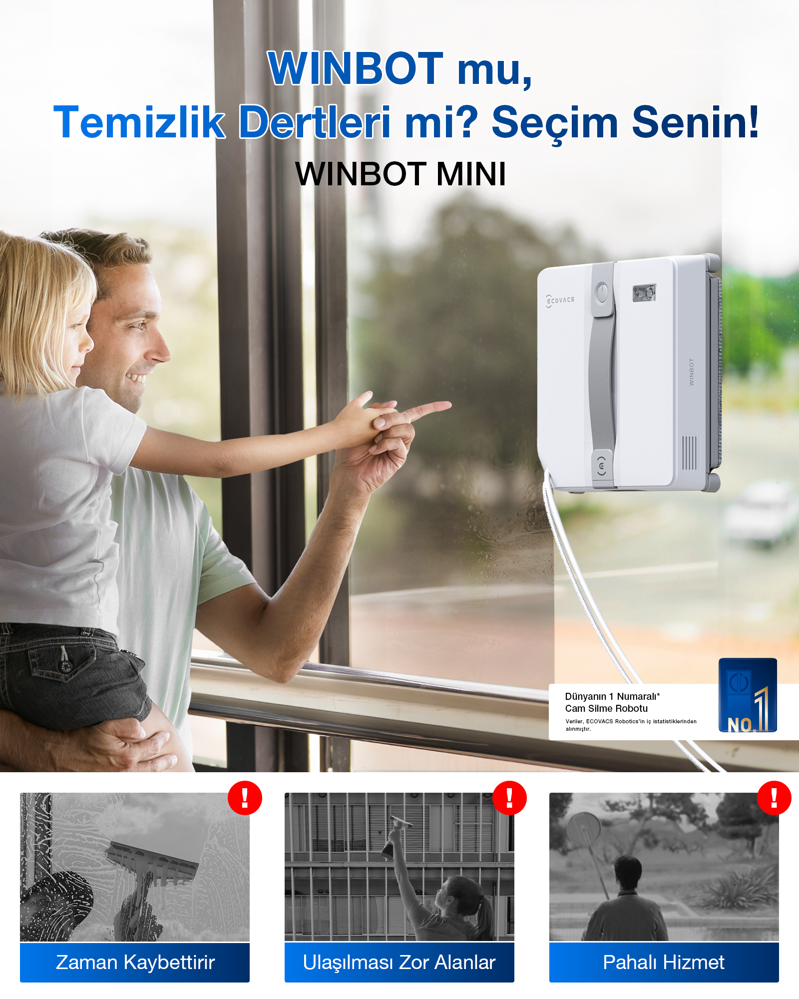 Ecovacs Winbot Mini Cam Silme Robotu