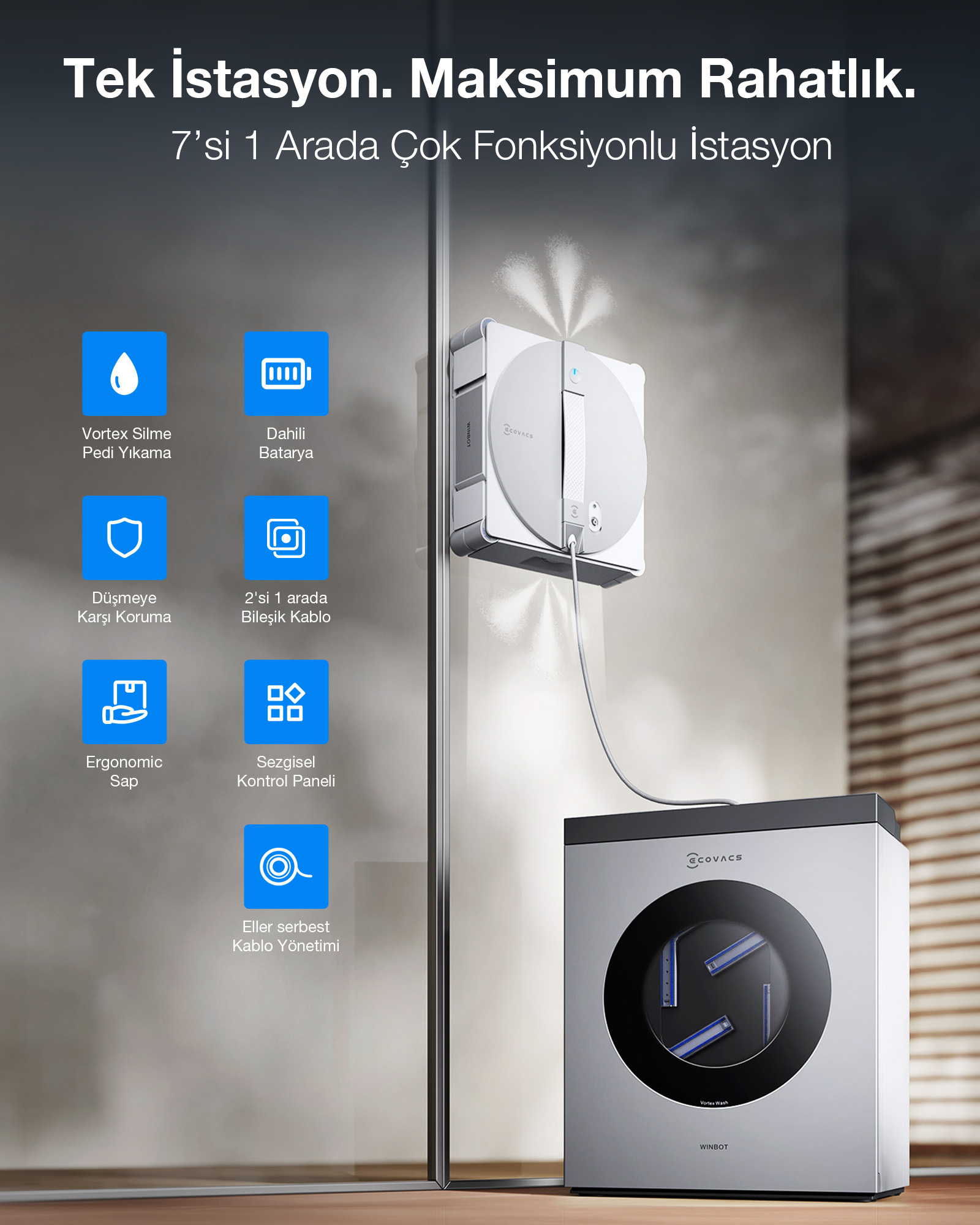 ECOVACS WINBOT W3 OMNI Cam Temizleme Robotu