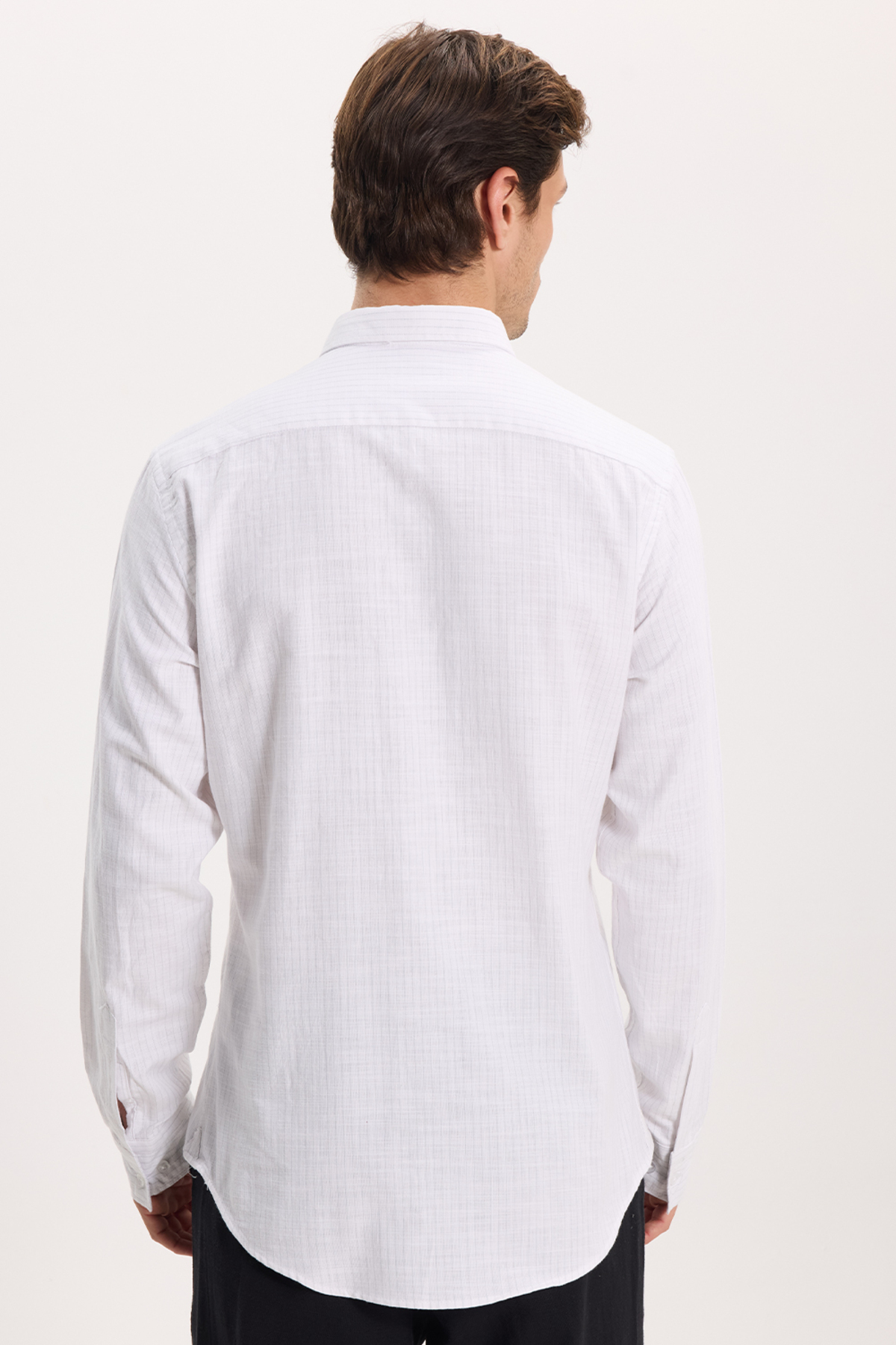 پیراهن تودورز مردانه کتان پنبه ای سبز کژوال / روزمره راه راه Slim Fit/اسلیم فیت    Slim/اسلیم فیت کژوال/روزمره | Tudors DR250031 TR - تصویر 7