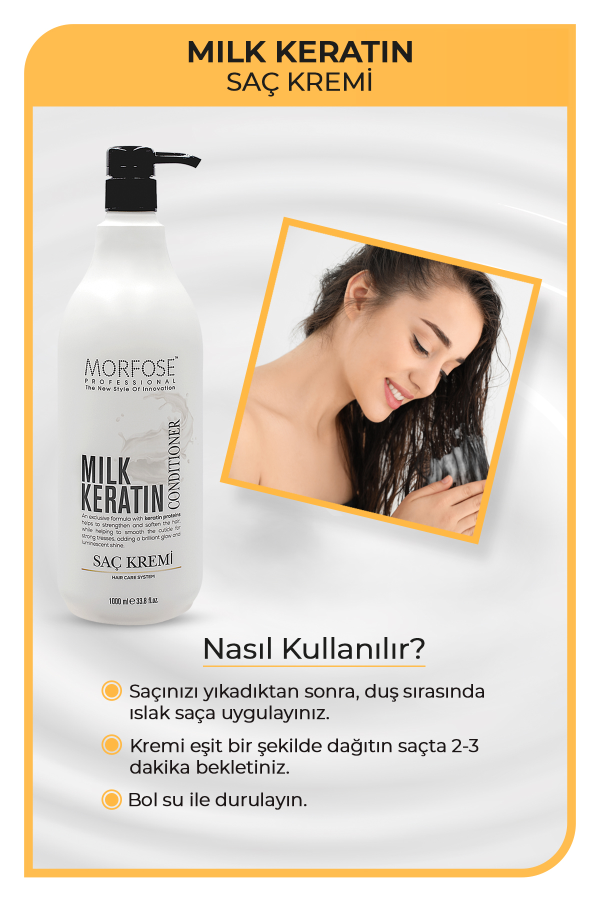 Milk Therapy Keratin Saç Bakım Kremi 1000 Ml - Saç Dökülmesi Önleyici, Besleyici, Koruyucu Etki — 1100005888 — تصویر 3 از 3