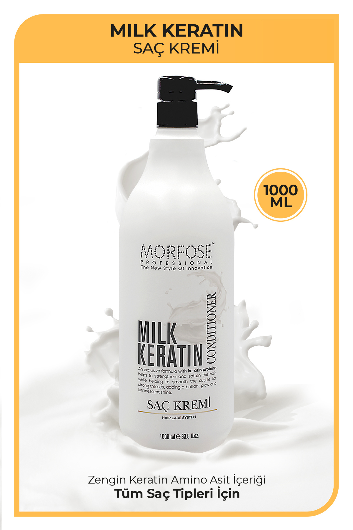 Morfose Milk Therapy Keratin Saç Bakım Kremi 1000 Ml - Saç Dökülmesi Önleyici, Besleyici, Koruyucu Etki — 1100005888