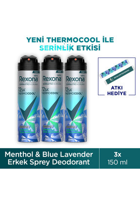 Rexona Men Thermocool Erkek Sprey Deodorant Menthol & Blue Lavender 150 ml x3