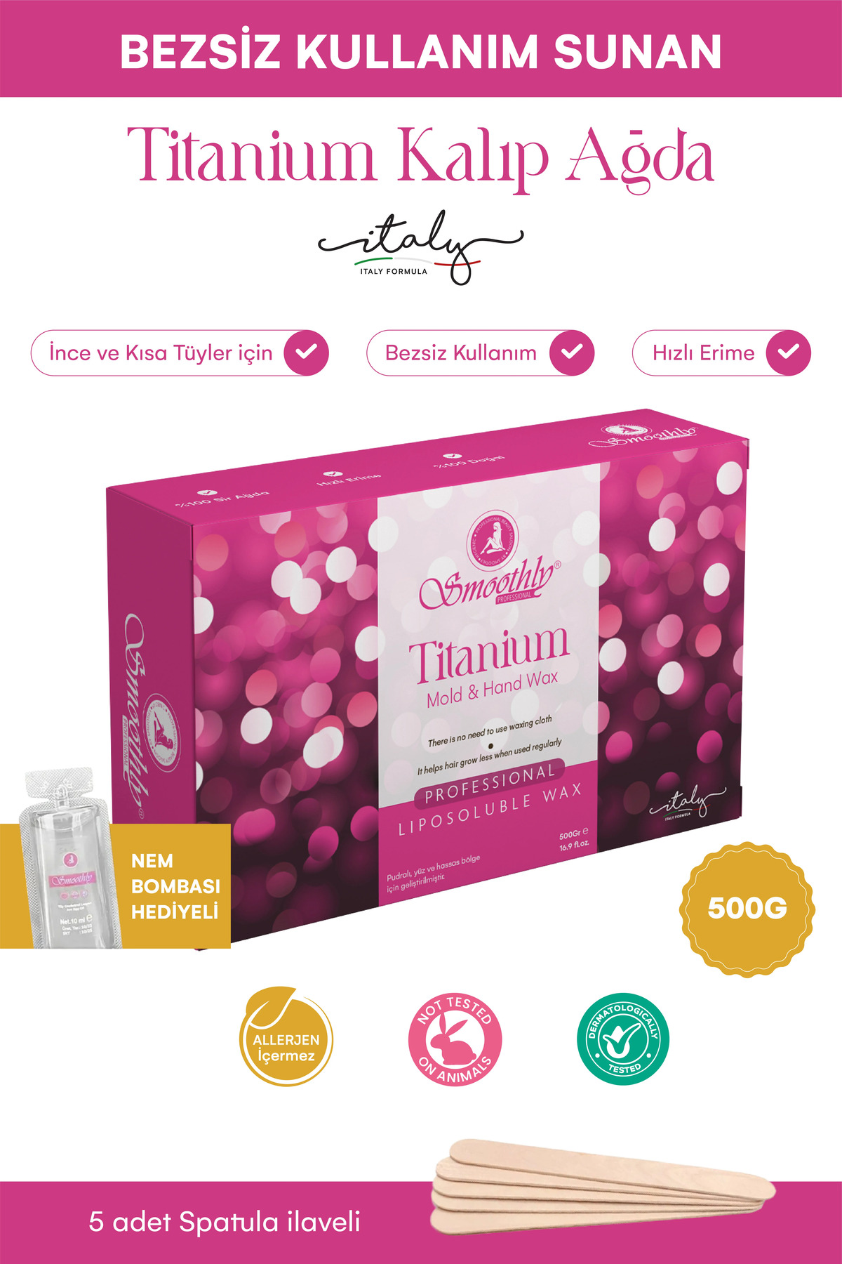 Smoothly 500 G. Titanium Kalıp Ağda Pudralı SİR Ağda El Ağdası KUAFÖR AĞDASI ERKEK BERBER AĞDASI — TITANIUMKALIP500G