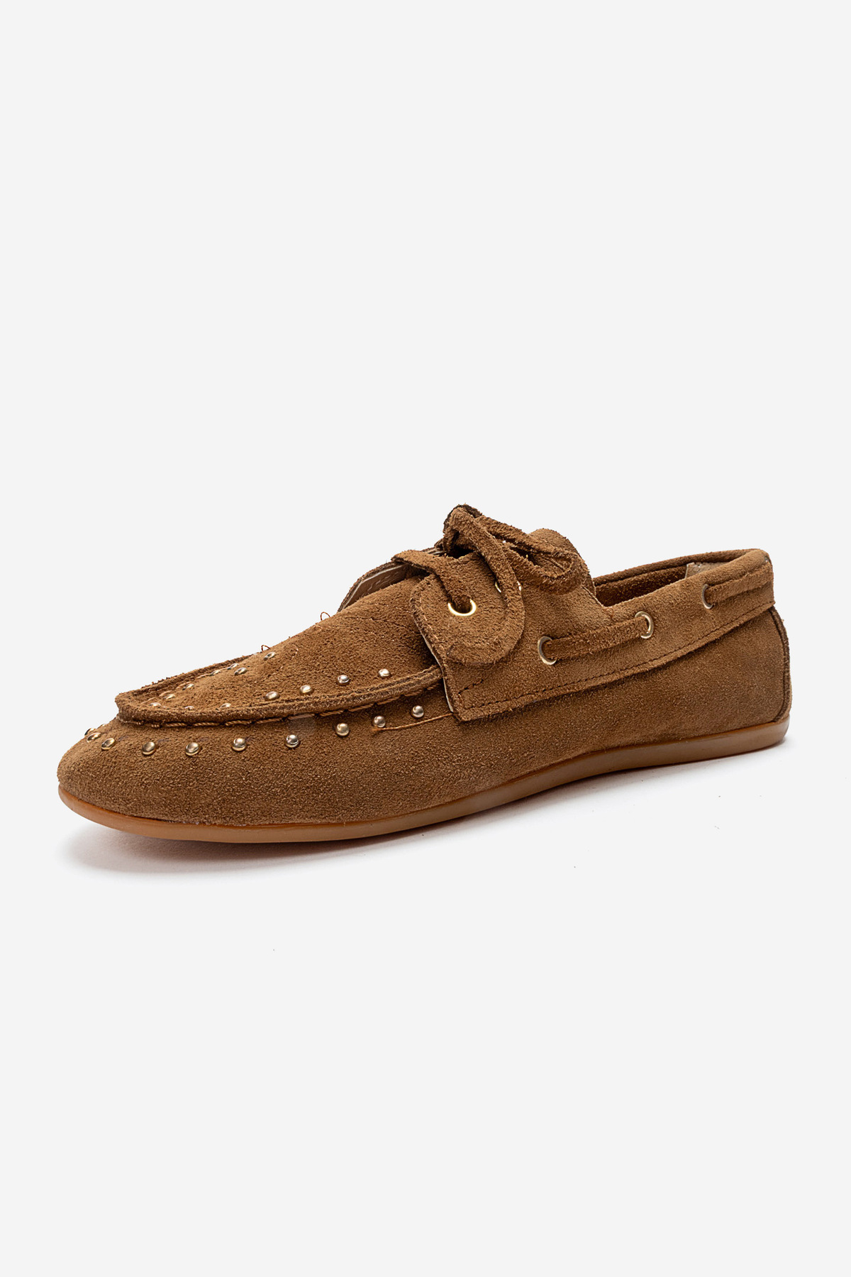 LuviShoes CUESTA Toprak Süet Hakiki Deri Troklu Bağcıklı Kadın Loafer Ayakkabı görsel 6
