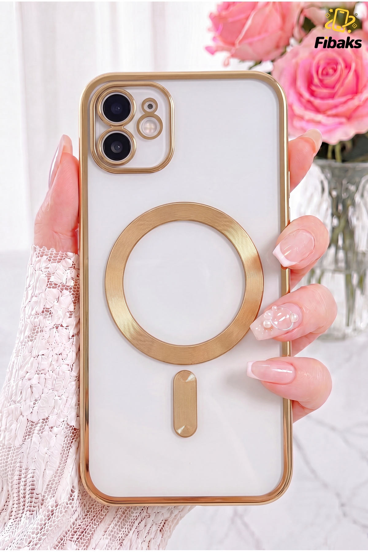 iPhone 11 Case Camera Lens Protected Magsafe Charging Lock Transparent Color Soft Cover Gold