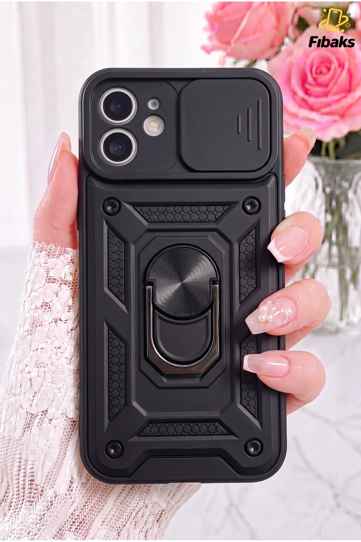 iPhone 11 Case Camera Protected Armor with Sliding Ring Military Tank Armored