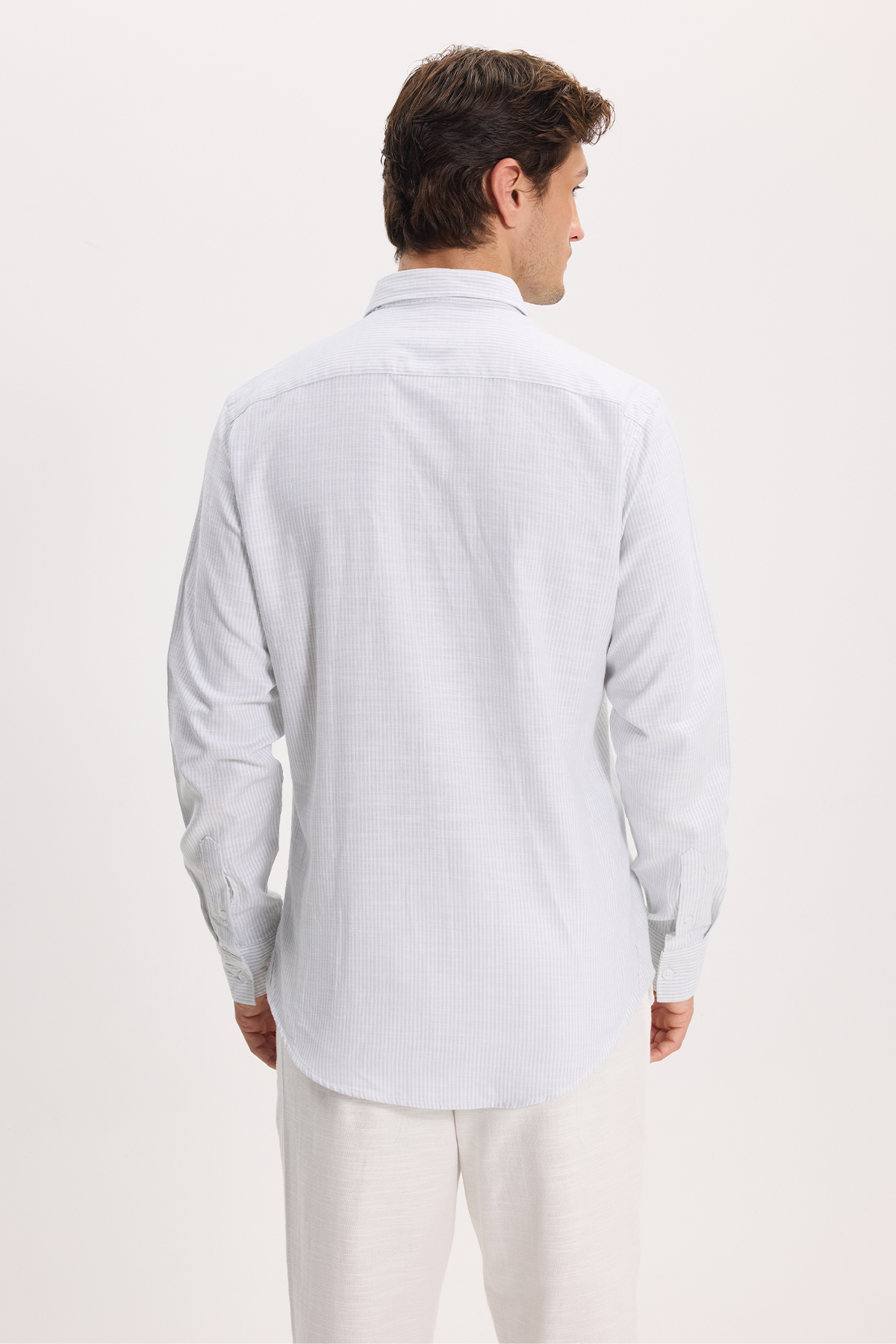 پیراهن تودورز مردانه کتان پنبه ای سبز کژوال / روزمره راه راه Slim Fit/اسلیم فیت    Slim/اسلیم فیت کژوال/روزمره | Tudors DR250031 TR - تصویر 7