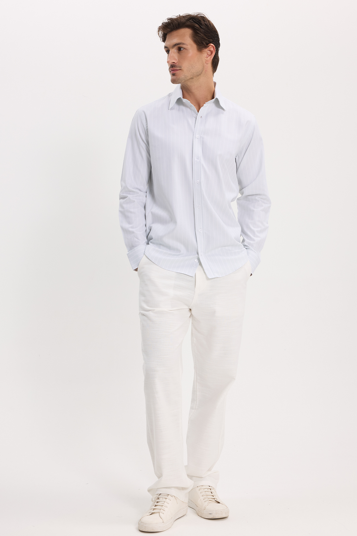 پیراهن تودورز مردانه پاموک رنگارنگ  راه راه Slim Fit/اسلیم فیت    بیسیک کژوال/روزمره | Tudors KL260003 TR - تصویر 3