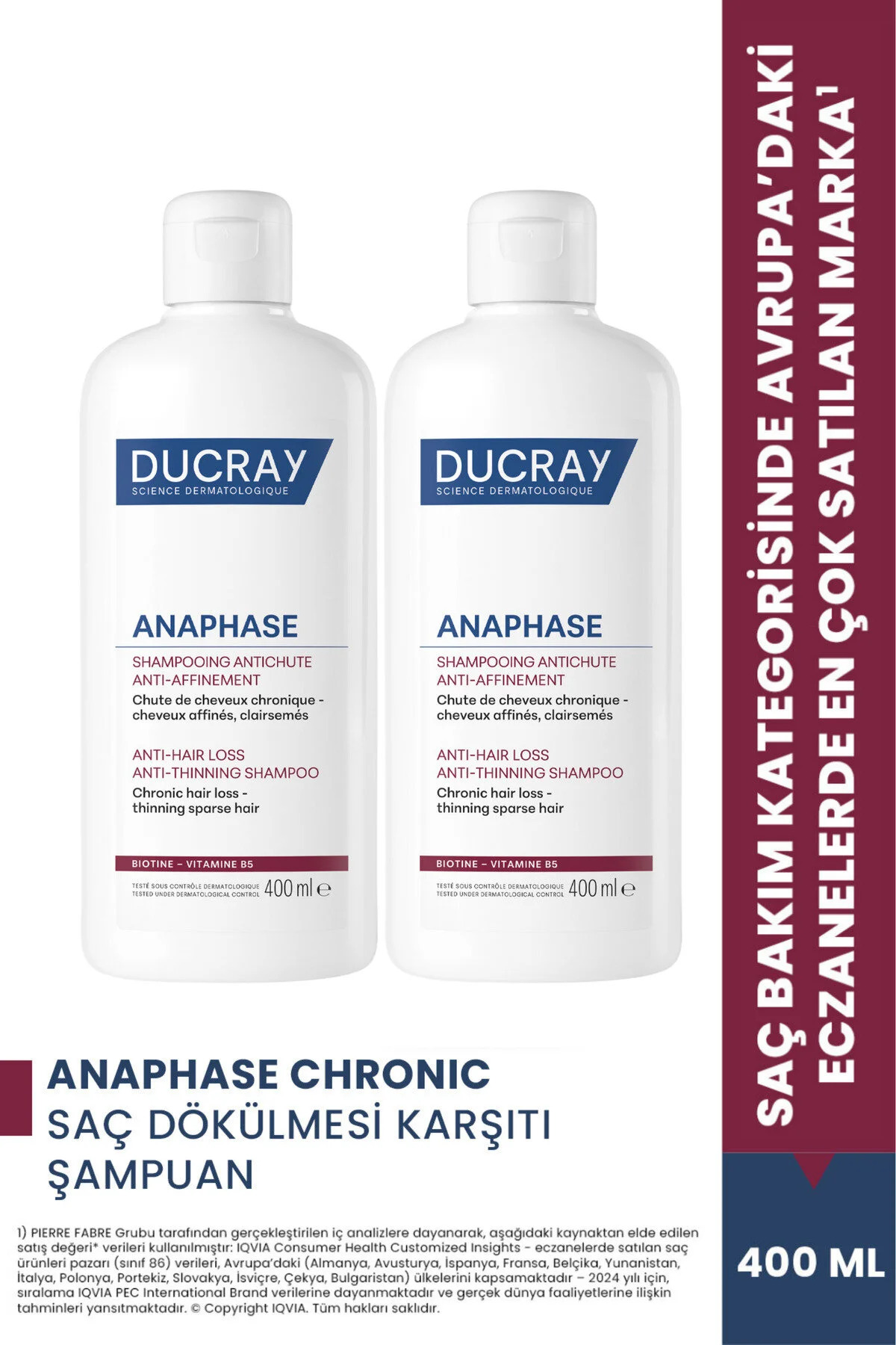 Ducray Anaphase Chronic Saç Dökülmesi Karşıtı Şampuan 400 ml X 2 — 3282770075526-1