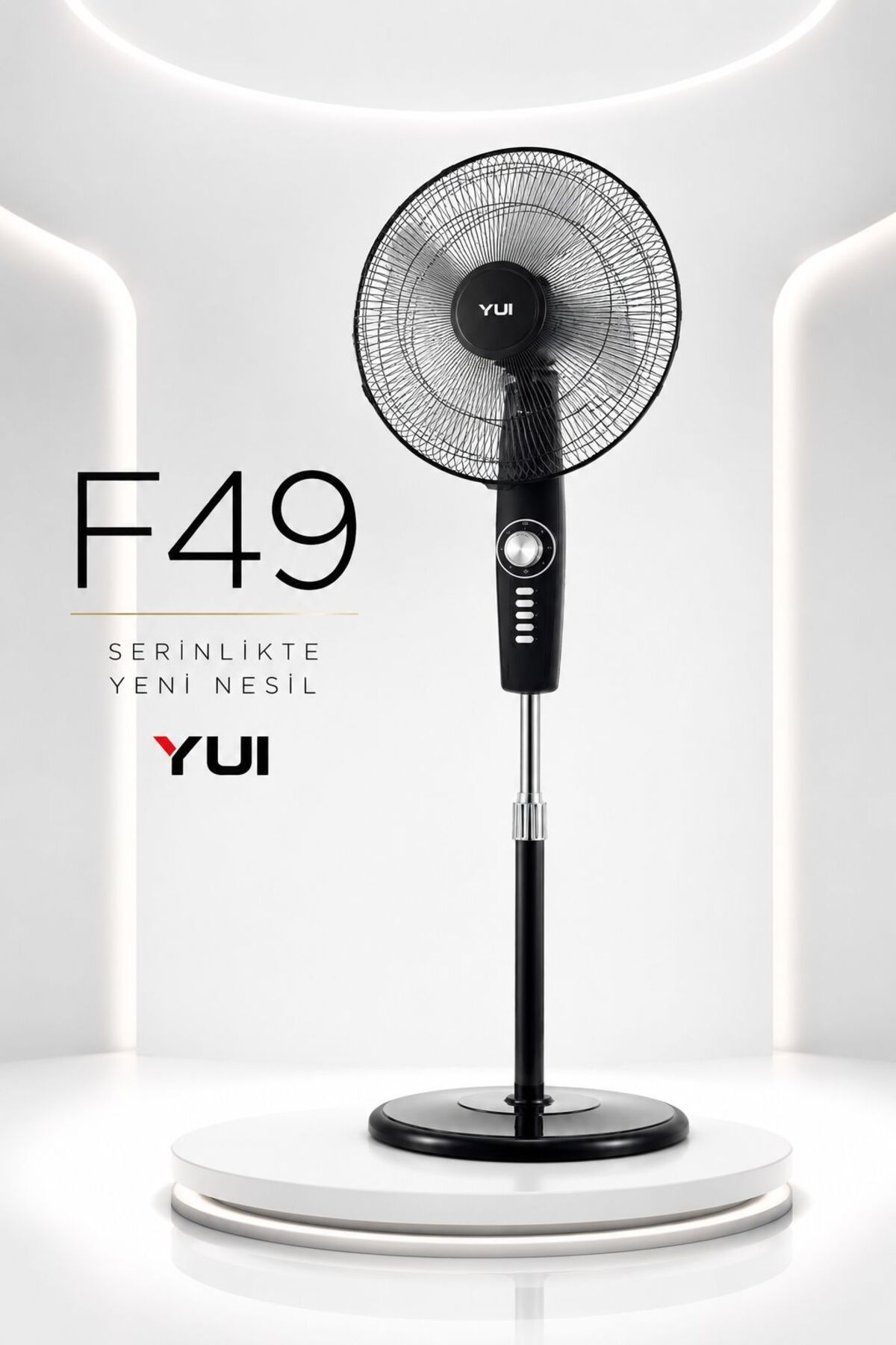 F49 Black 16 Inch 50W 4 Stage 5 Propeller Rotary Head Fan