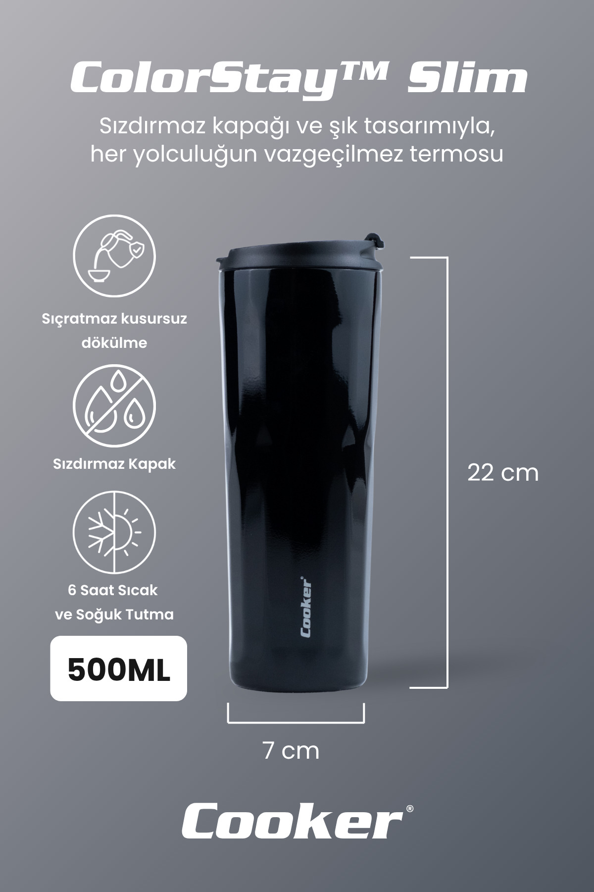 فلاسک Cooker لیوانی استیل 500 میلی لیتر ColorStay Slim CKR2100 اورجینال - تصویر 2
