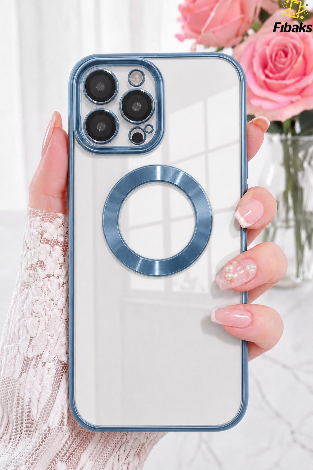 iPhone 15 Pro Max Case Camera Lens Shielded Logo Display Transparent Back Glossy Edge Cover