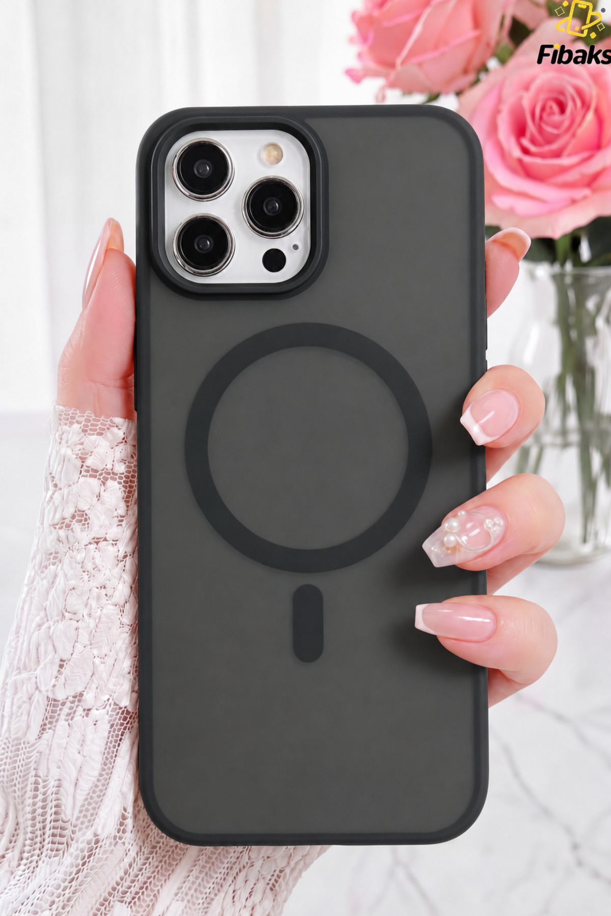 iPhone 14 Pro Case Camera Soft Edge Matte Cover with Protruding Magsafe Charging Support Black