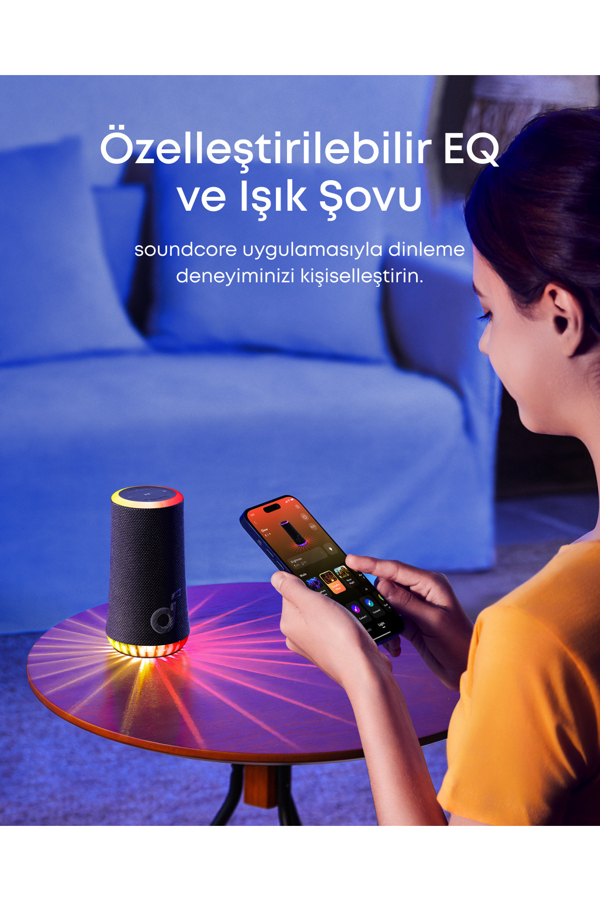 Soundcore Glow Hoparlör, Siyah - A3166 7